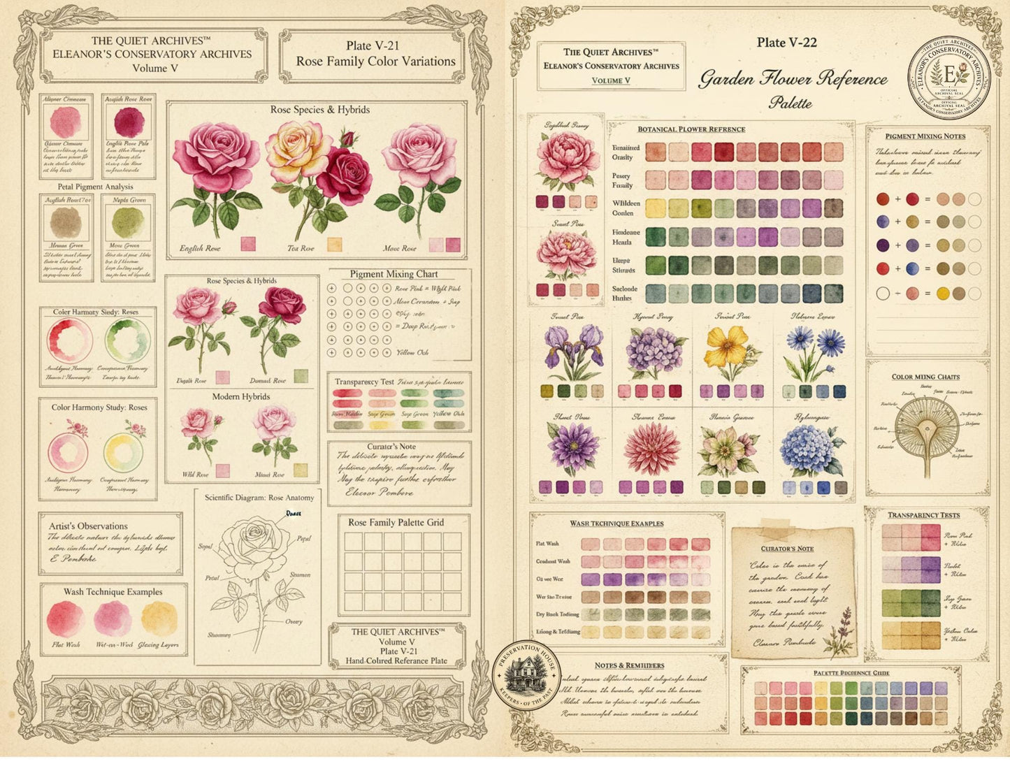Botanical Color Reference Journal Pages | Volume V | The Quiet Archives™ | Eleanor's Conservatory Archives | Printable Botanical Ephemera