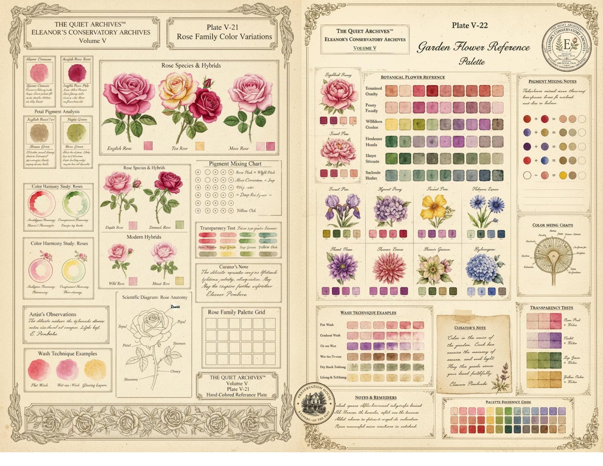 Botanical Color Reference Journal Pages | Volume V | The Quiet Archives™ | Eleanor's Conservatory Archives | Printable Botanical Ephemera