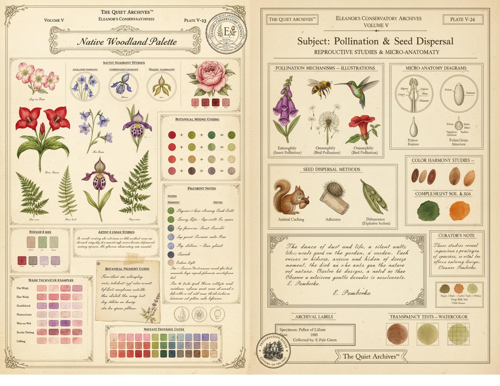 Botanical Color Reference Journal Pages | Volume V | The Quiet Archives™ | Eleanor's Conservatory Archives | Printable Botanical Ephemera