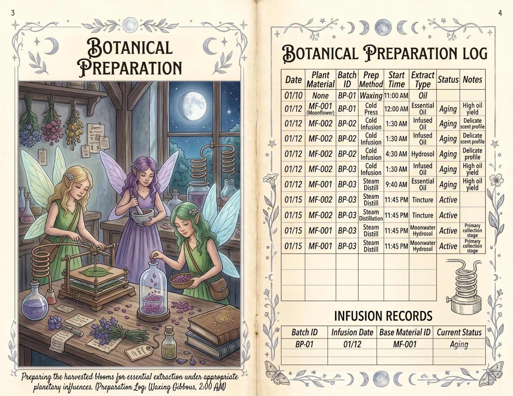 Fairy Moon Garden Society Founding Archives | Printable Junk Journal Kit | Botanical Fairy Journal Pages | Fantasy Ephemera PDF