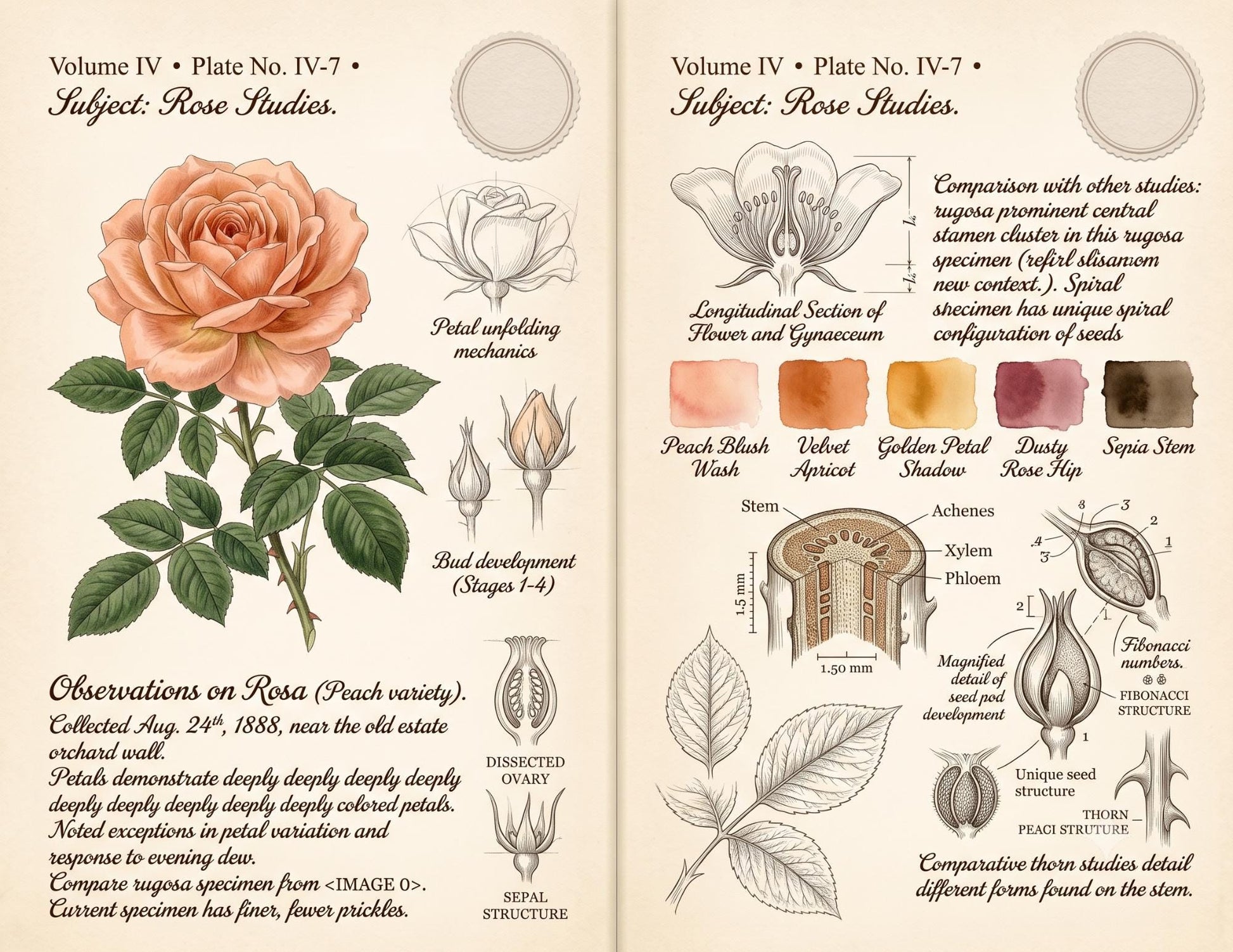 Eleanor's Conservatory Archives™ | Vintage Rose Botanical Studies | Printable Junk Journal Kit | Botanical Field Notes | Digital PDF