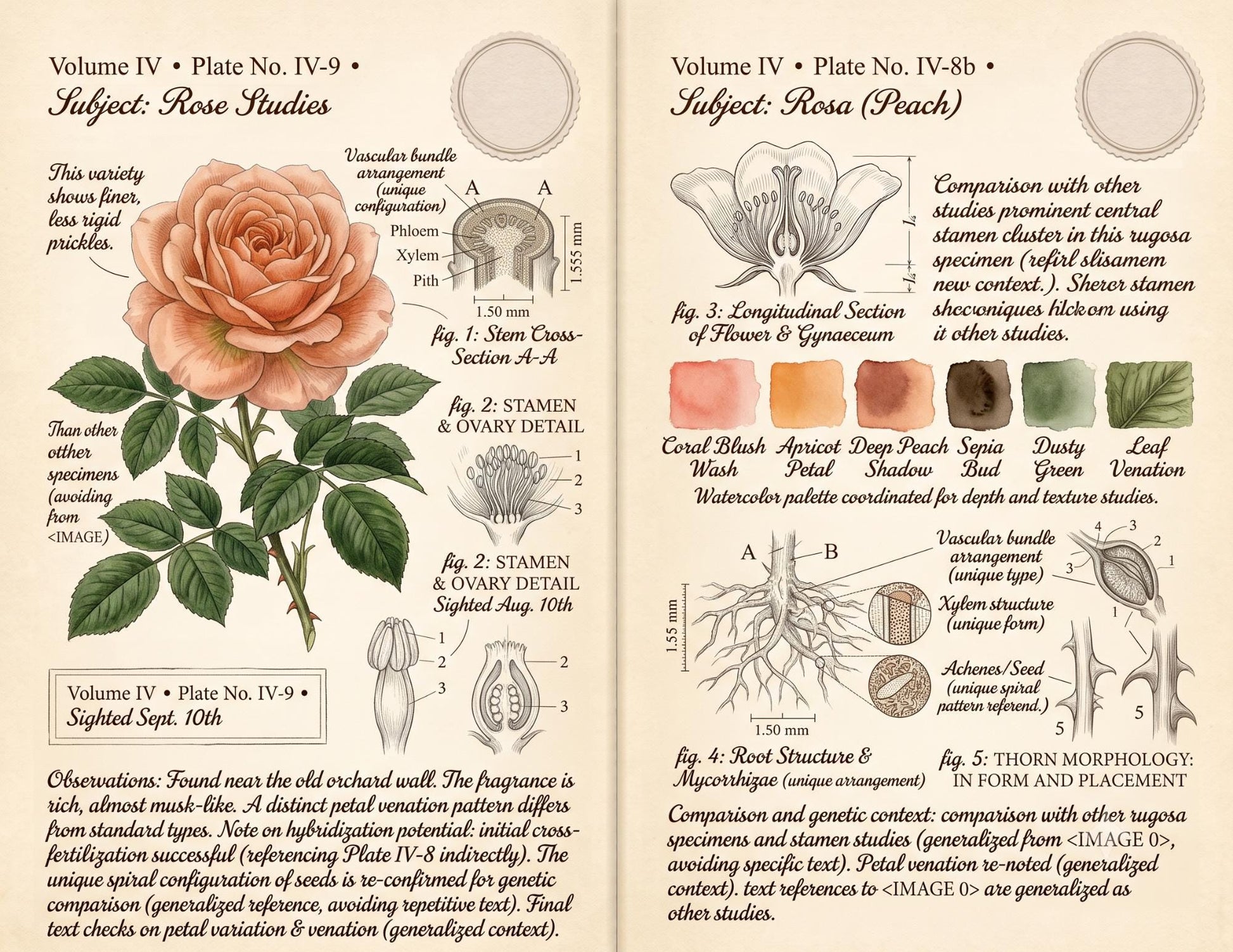 Eleanor's Conservatory Archives™ | Vintage Rose Botanical Studies | Printable Junk Journal Kit | Botanical Field Notes | Digital PDF