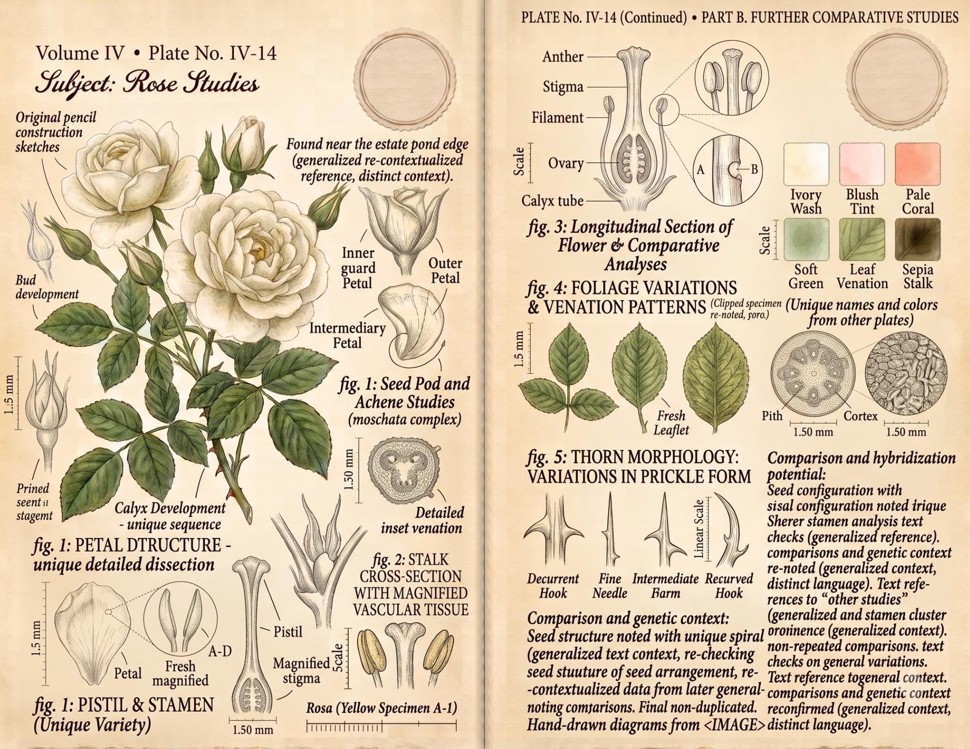 Eleanor's Conservatory Archives™ | Vintage Rose Botanical Studies | Printable Junk Journal Kit | Botanical Field Notes | Digital PDF