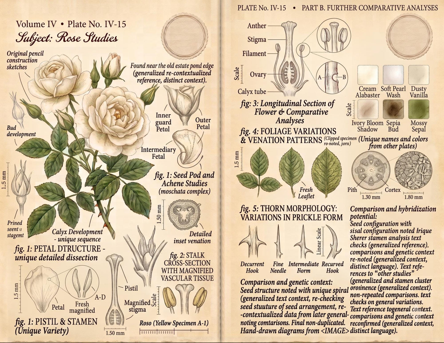 Eleanor's Conservatory Archives™ | Vintage Rose Botanical Studies | Printable Junk Journal Kit | Botanical Field Notes | Digital PDF