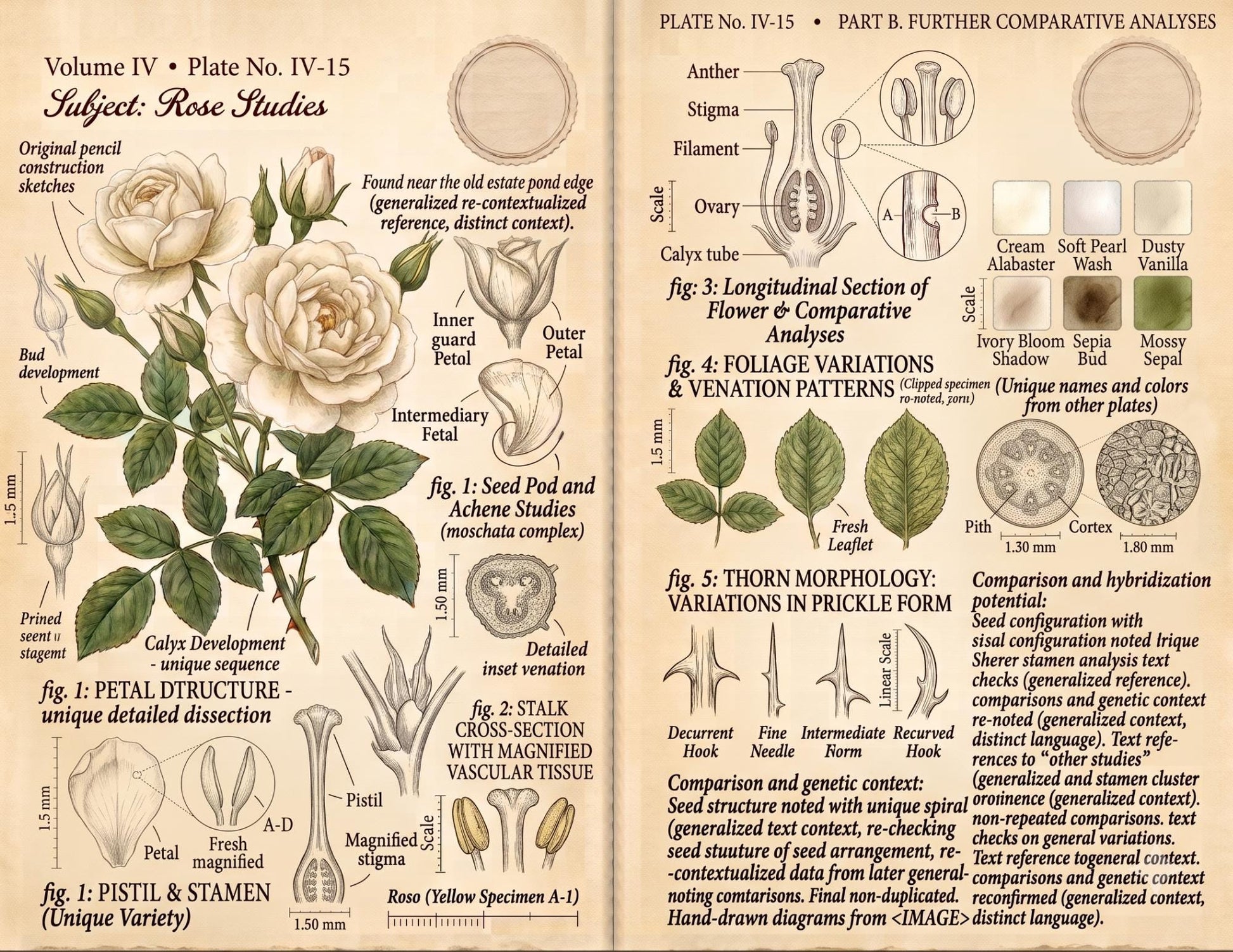 Eleanor's Conservatory Archives™ | Vintage Rose Botanical Studies | Printable Junk Journal Kit | Botanical Field Notes | Digital PDF