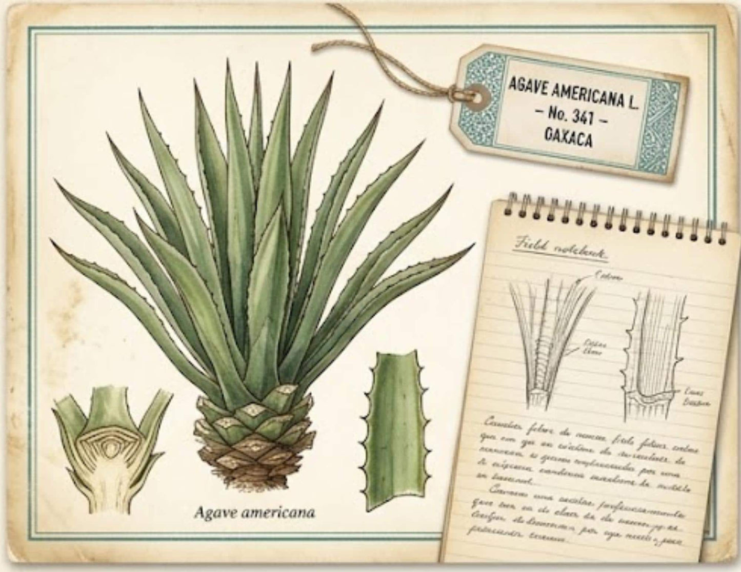 Mexico Botanical Discovery Archive | Vintage Botanical Journal Pages | Botanical Research Printable | Cactus, Wildflower & Herbarium
