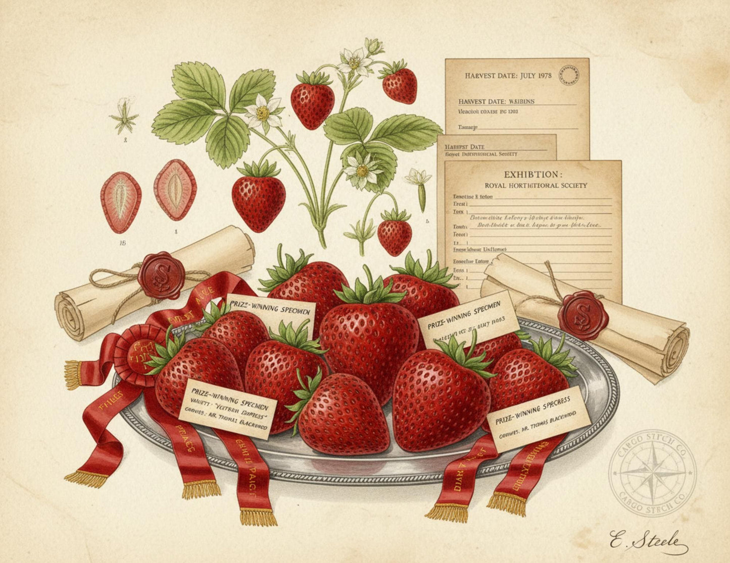 Vintage Strawberry Botanical Journal Pages | Printable Junk Journal Kit | Victorian Strawberry Ephemera | Botanical Stationery | Digital PDF