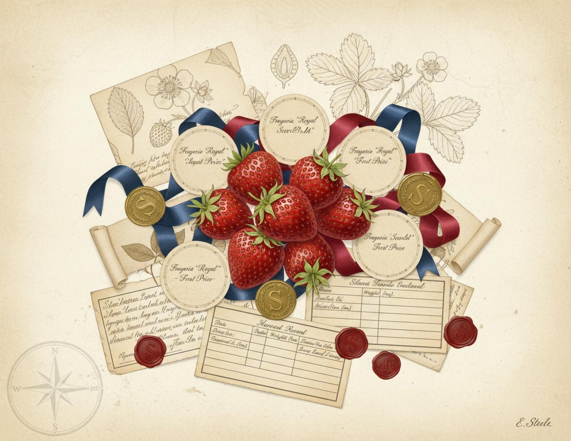 Vintage Strawberry Botanical Journal Pages | Printable Junk Journal Kit | Victorian Strawberry Ephemera | Botanical Stationery | Digital PDF