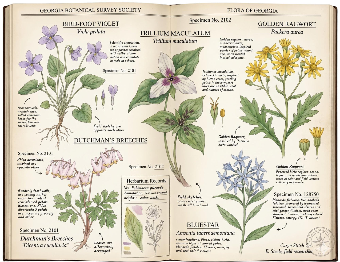 Georgia Botanical Survey Society | Native Flora, Birds & Pollinators | Botanical Journal Pages | Printable Junk Journal Kit | 19 Page PDF