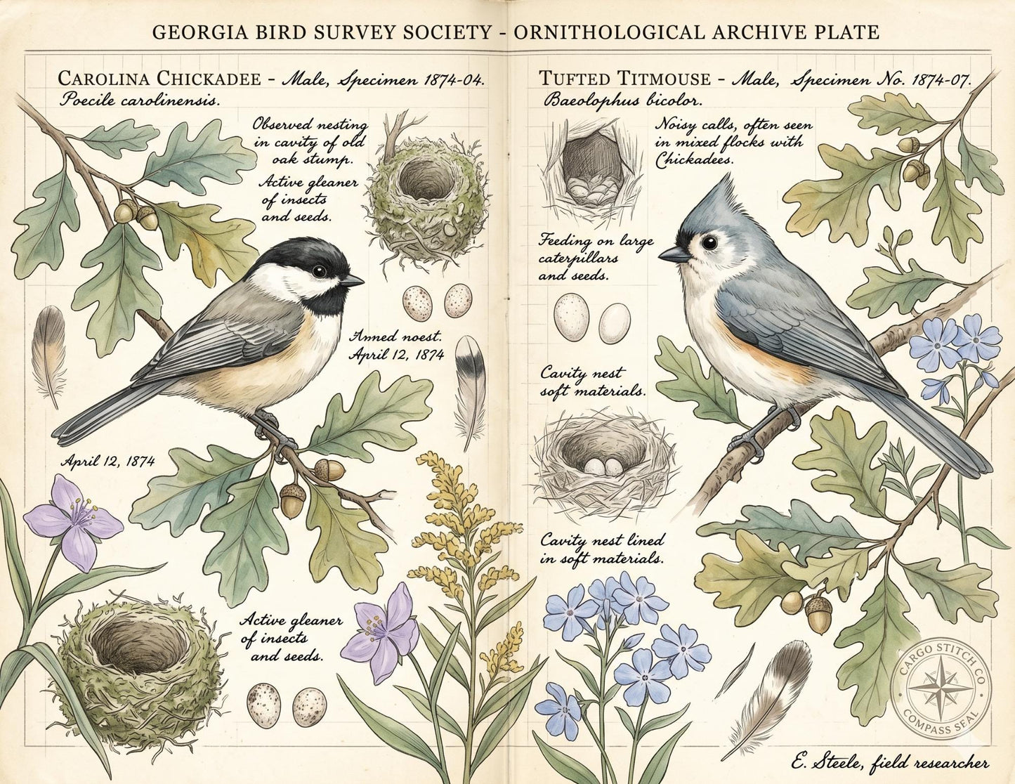 Georgia Botanical Survey Society | Native Flora, Birds & Pollinators | Botanical Journal Pages | Printable Junk Journal Kit | 19 Page PDF