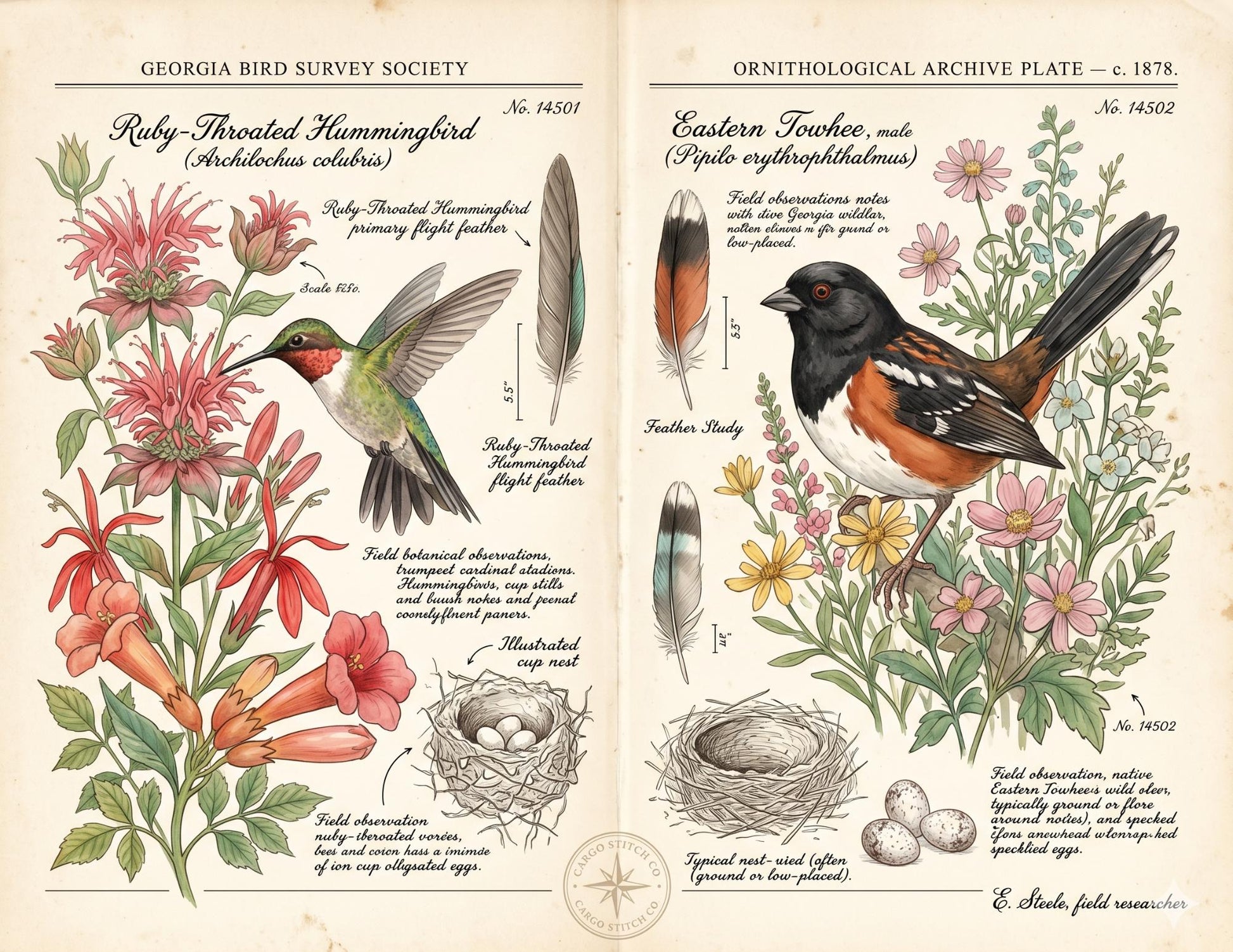 Georgia Botanical Survey Society | Native Flora, Birds & Pollinators | Botanical Journal Pages | Printable Junk Journal Kit | 19 Page PDF
