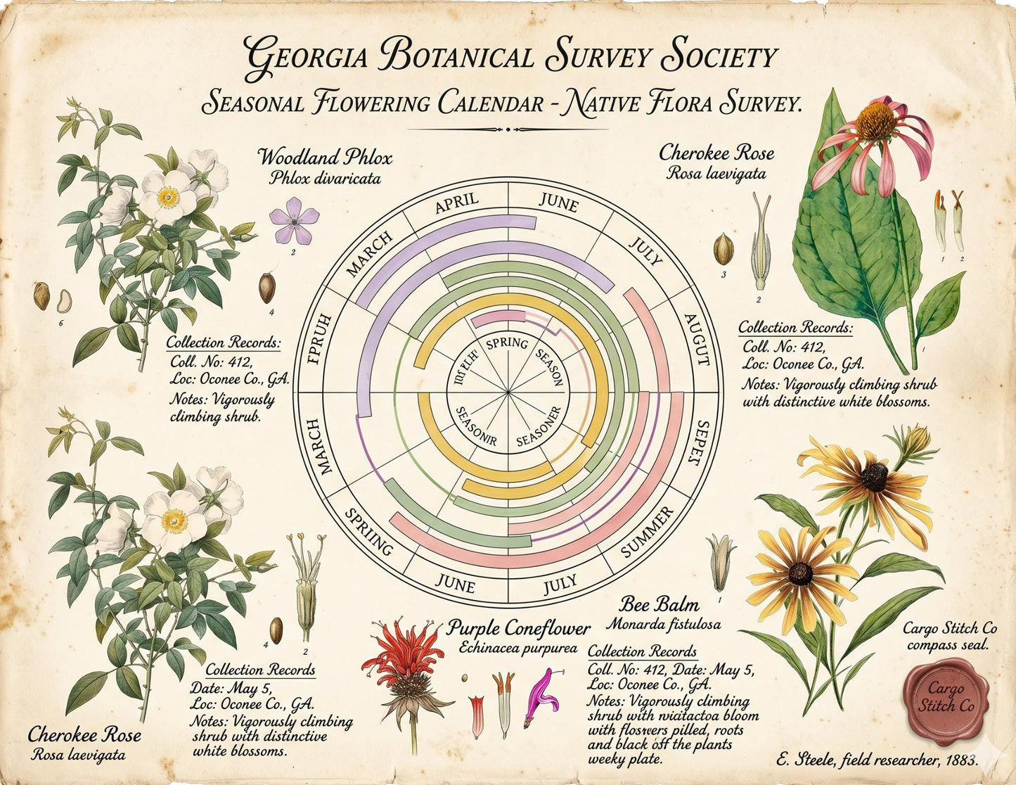Georgia Botanical Survey Society | Native Flora, Birds & Pollinators | Botanical Journal Pages | Printable Junk Journal Kit | 19 Page PDF