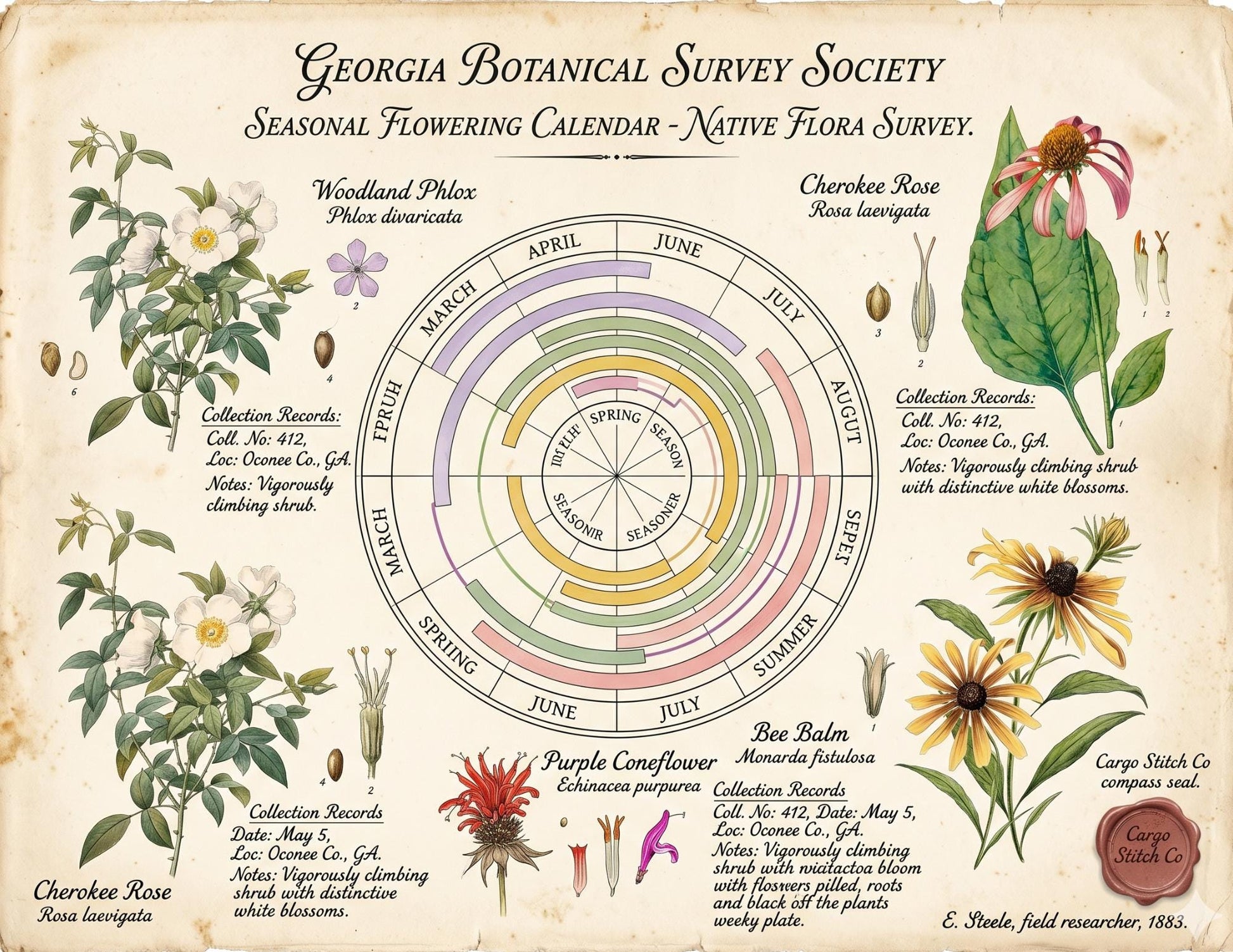 Georgia Botanical Survey Society | Native Flora, Birds & Pollinators | Botanical Journal Pages | Printable Junk Journal Kit | 19 Page PDF