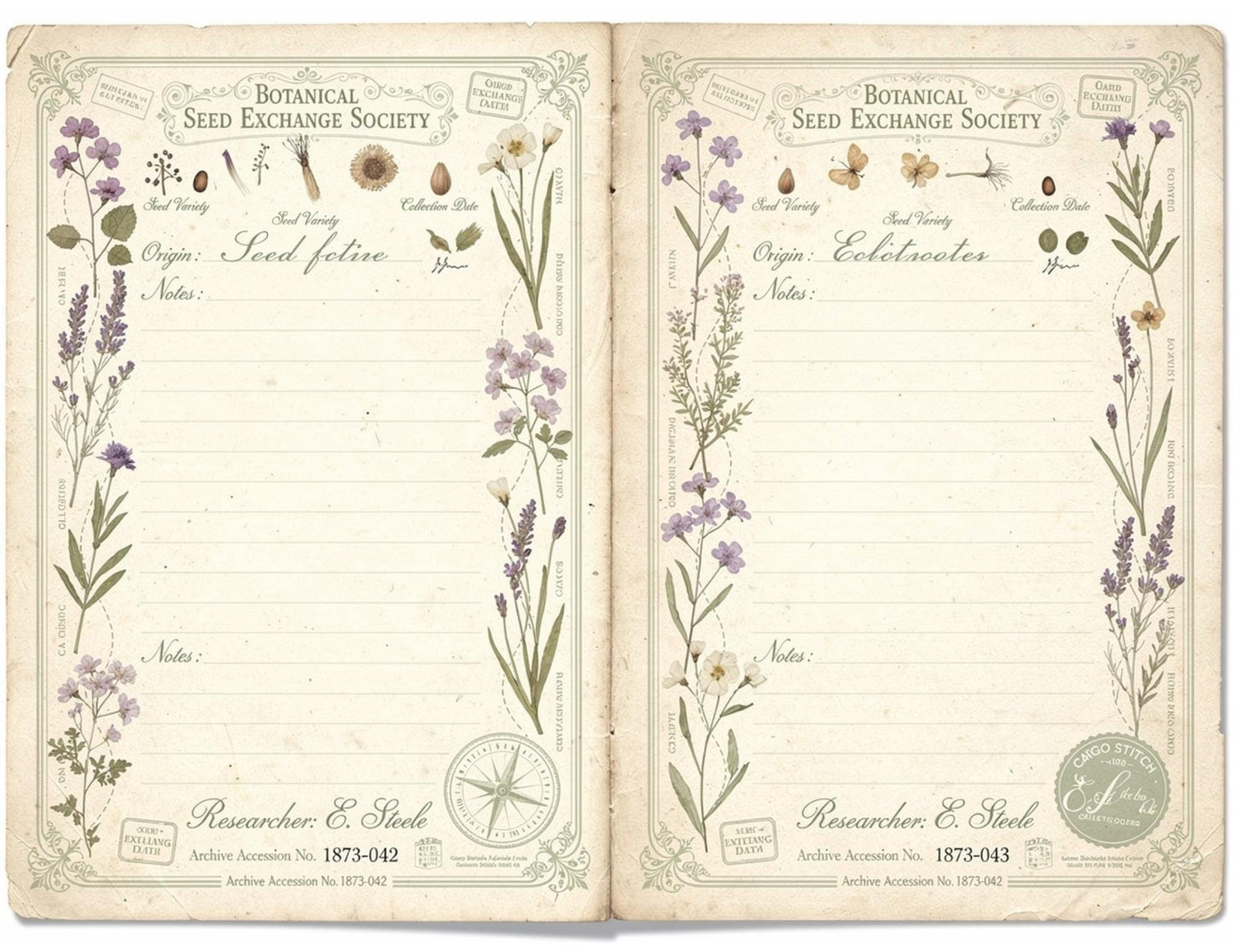 Botanical Seed Exchange Society Garden Observation Journal | 14 Printable Pages | Botanical Writing Pages & Garden Records