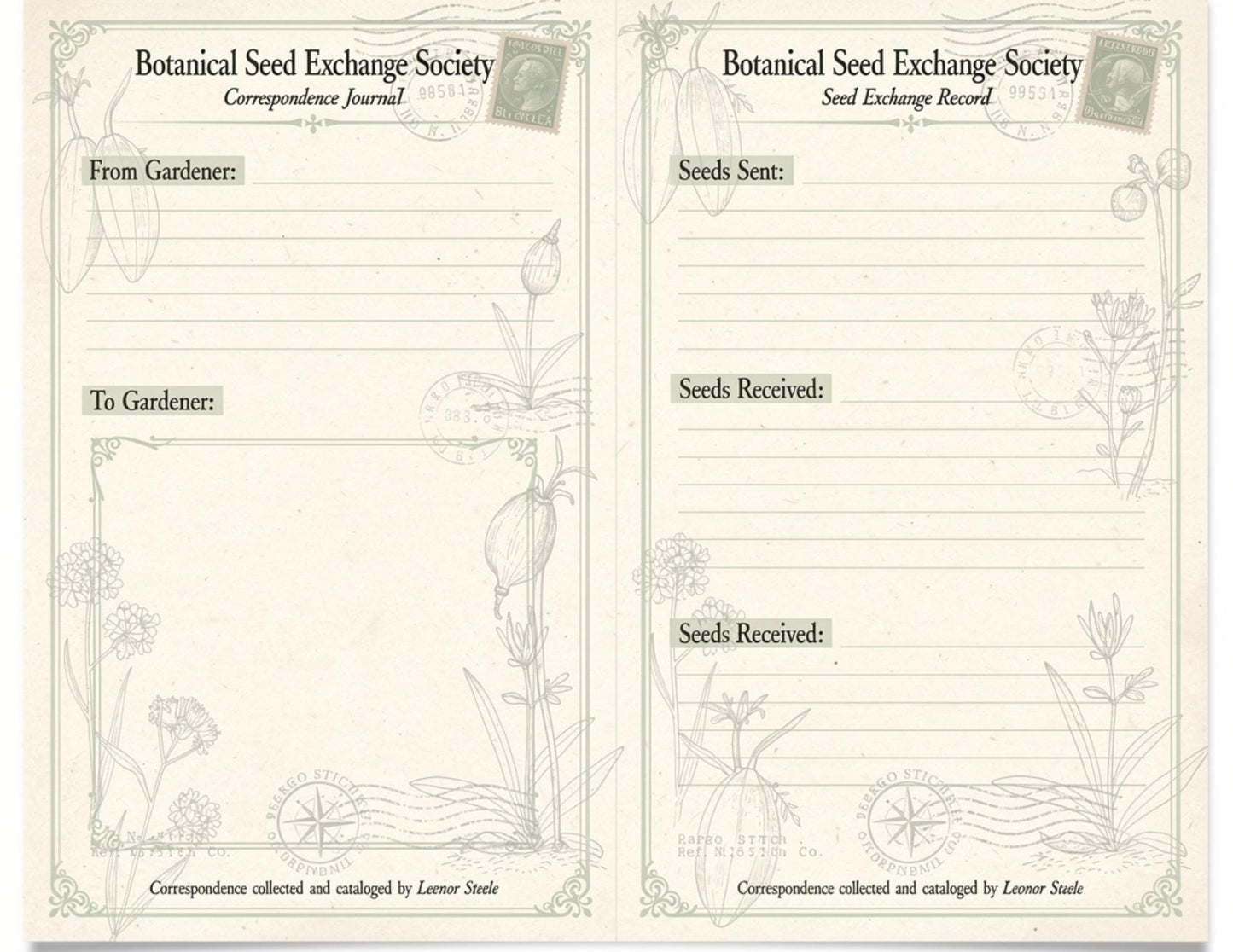 Botanical Seed Exchange Society Garden Observation Journal | 14 Printable Pages | Botanical Writing Pages & Garden Records
