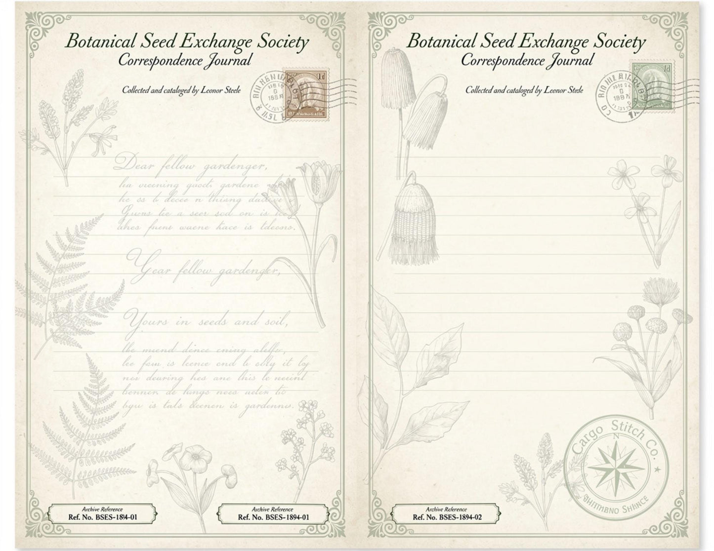 Botanical Seed Exchange Society Garden Observation Journal | 14 Printable Pages | Botanical Writing Pages & Garden Records