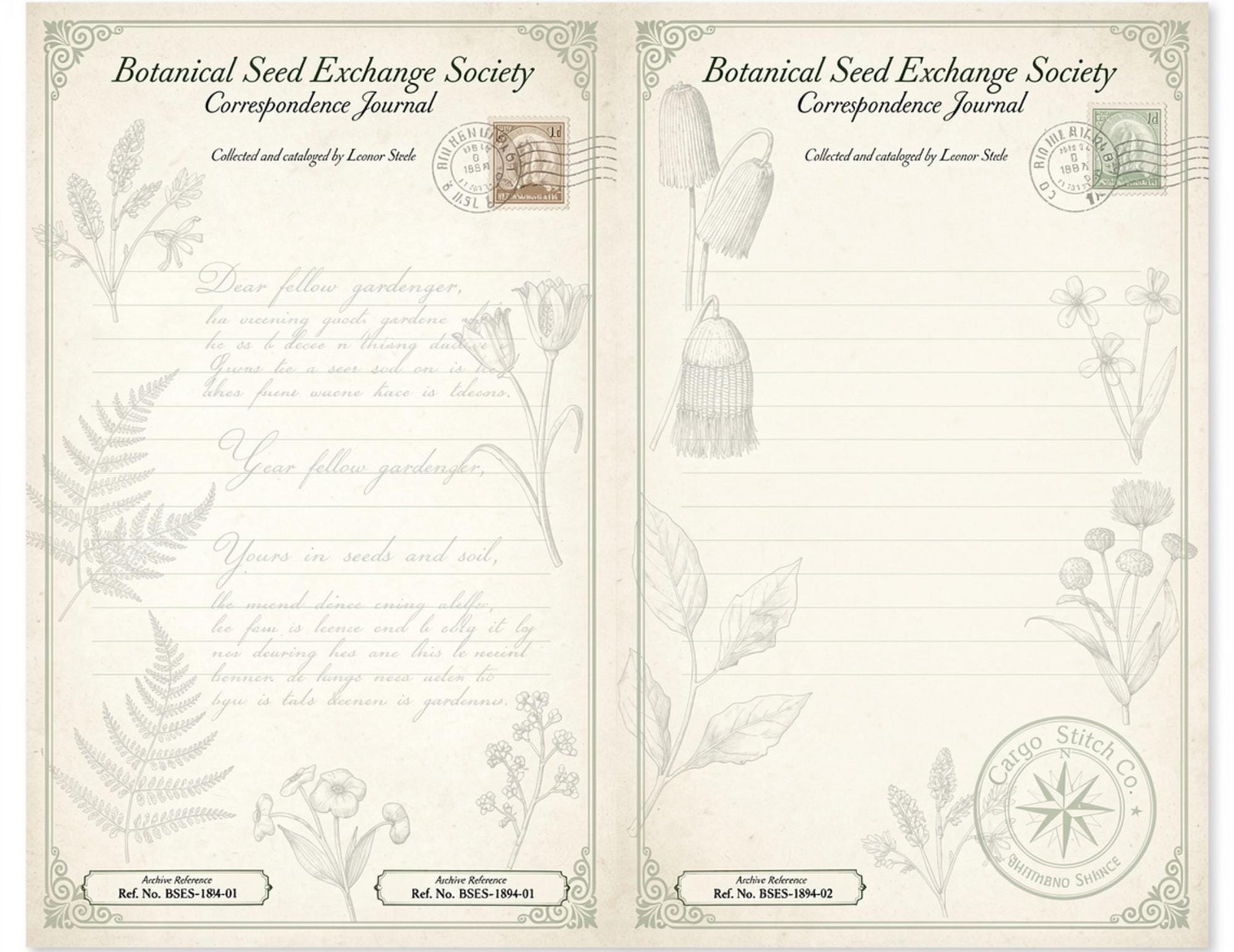 Botanical Seed Exchange Society Garden Observation Journal | 14 Printable Pages | Botanical Writing Pages & Garden Records