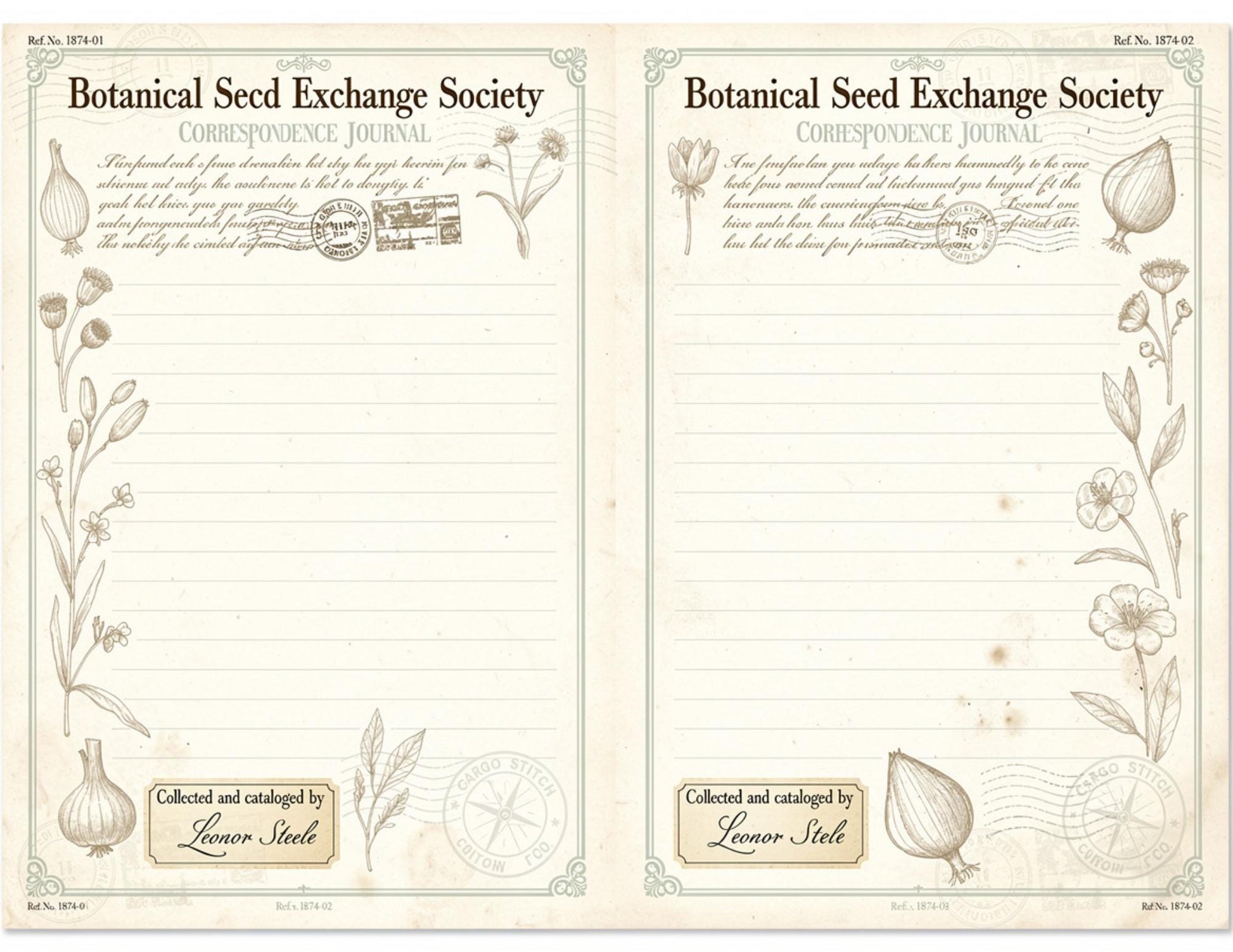 Botanical Seed Exchange Society Garden Observation Journal | 14 Printable Pages | Botanical Writing Pages & Garden Records