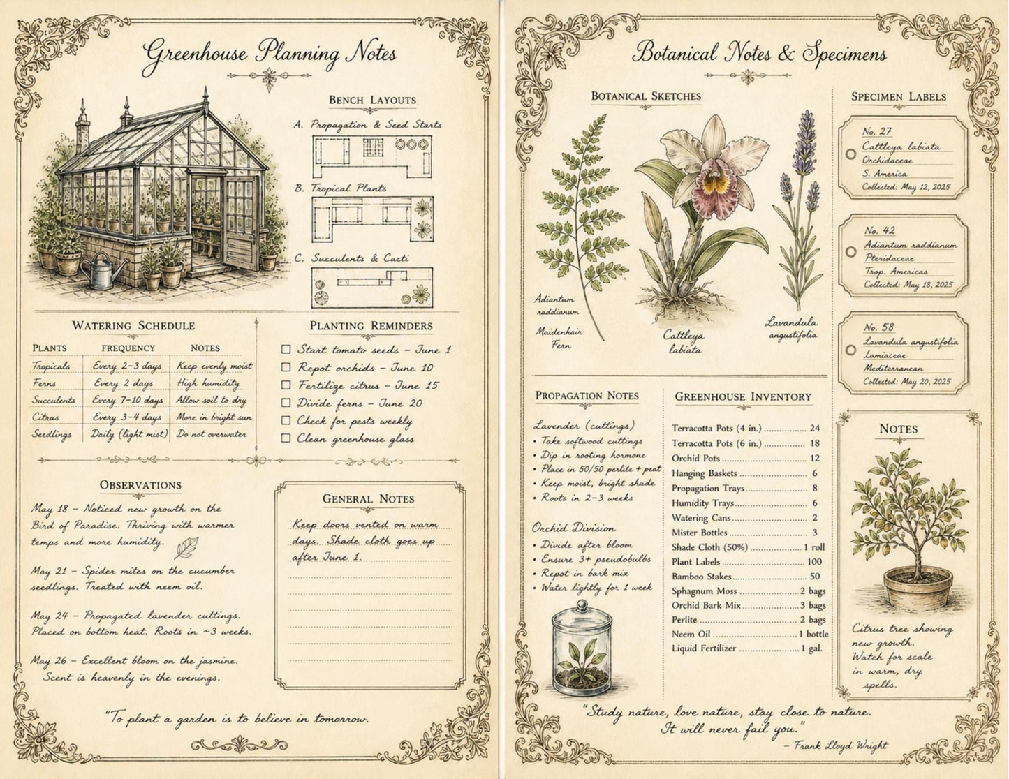 Eleanor's Conservatory Archives Fern Collection | Botanical Journal Papers | Vintage Botanical Ephemera | Printable Nature Collection