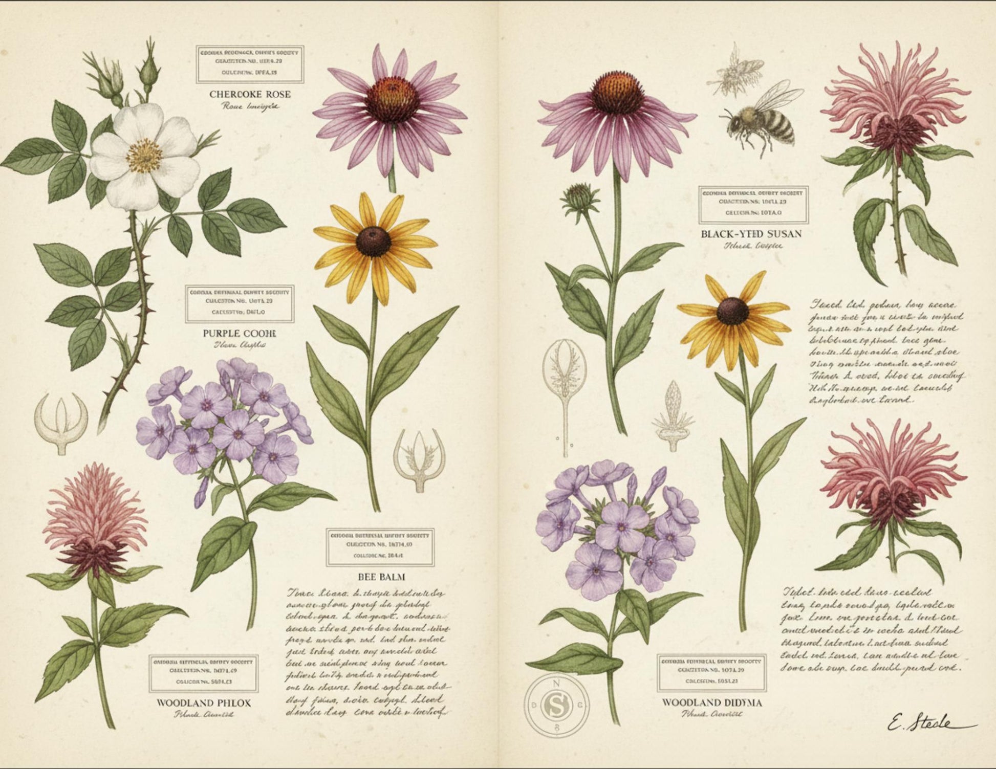 Georgia Botanical Survey Society Native Flora Collection | Vintage Botanical Wildflower & Bird Studies Natural History Ephemera
