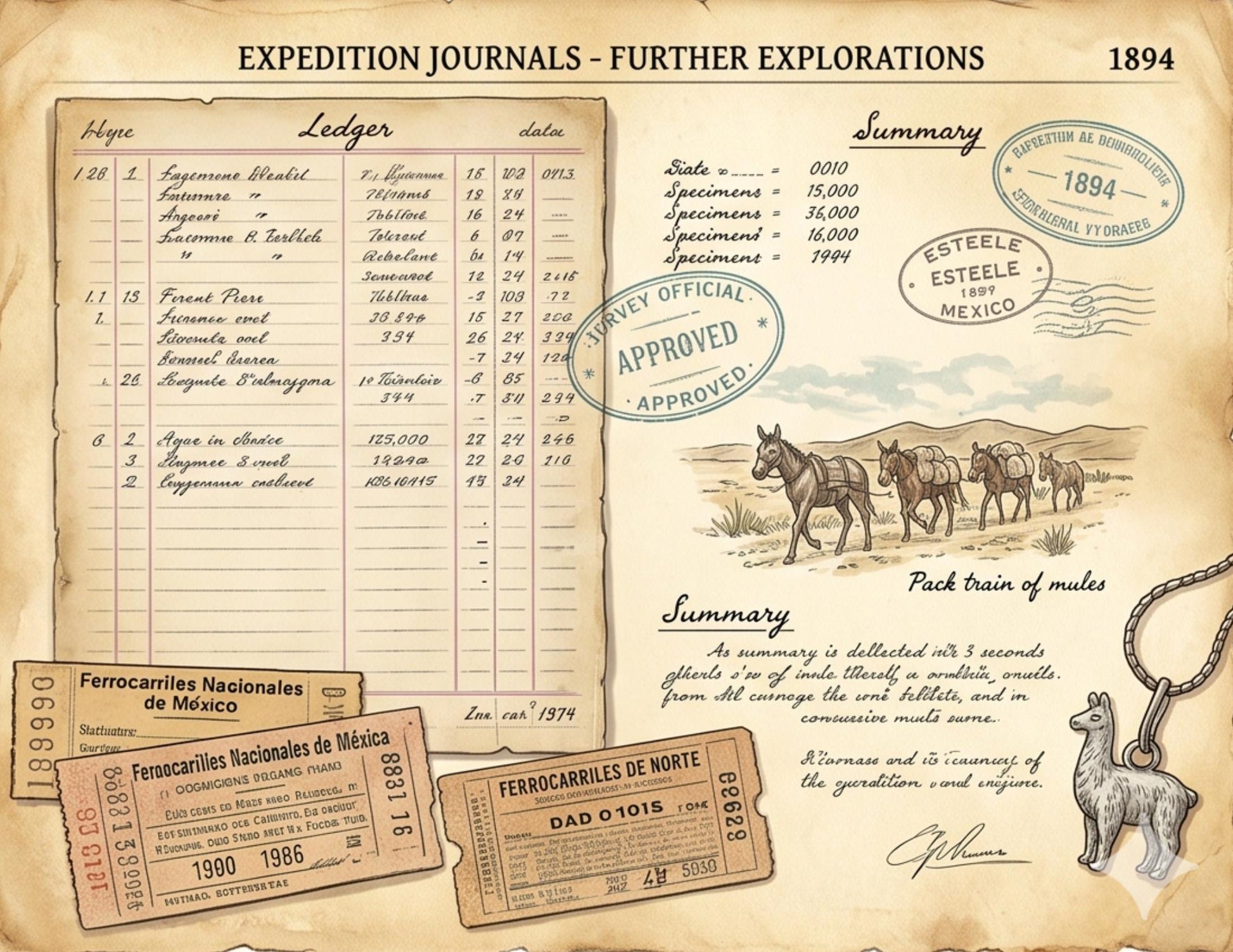 Mexico Expedition Journals Collection | 10 Printable Vintage Explorer Papers | Botanical Maps & Scientific Ephemera | Digital Download