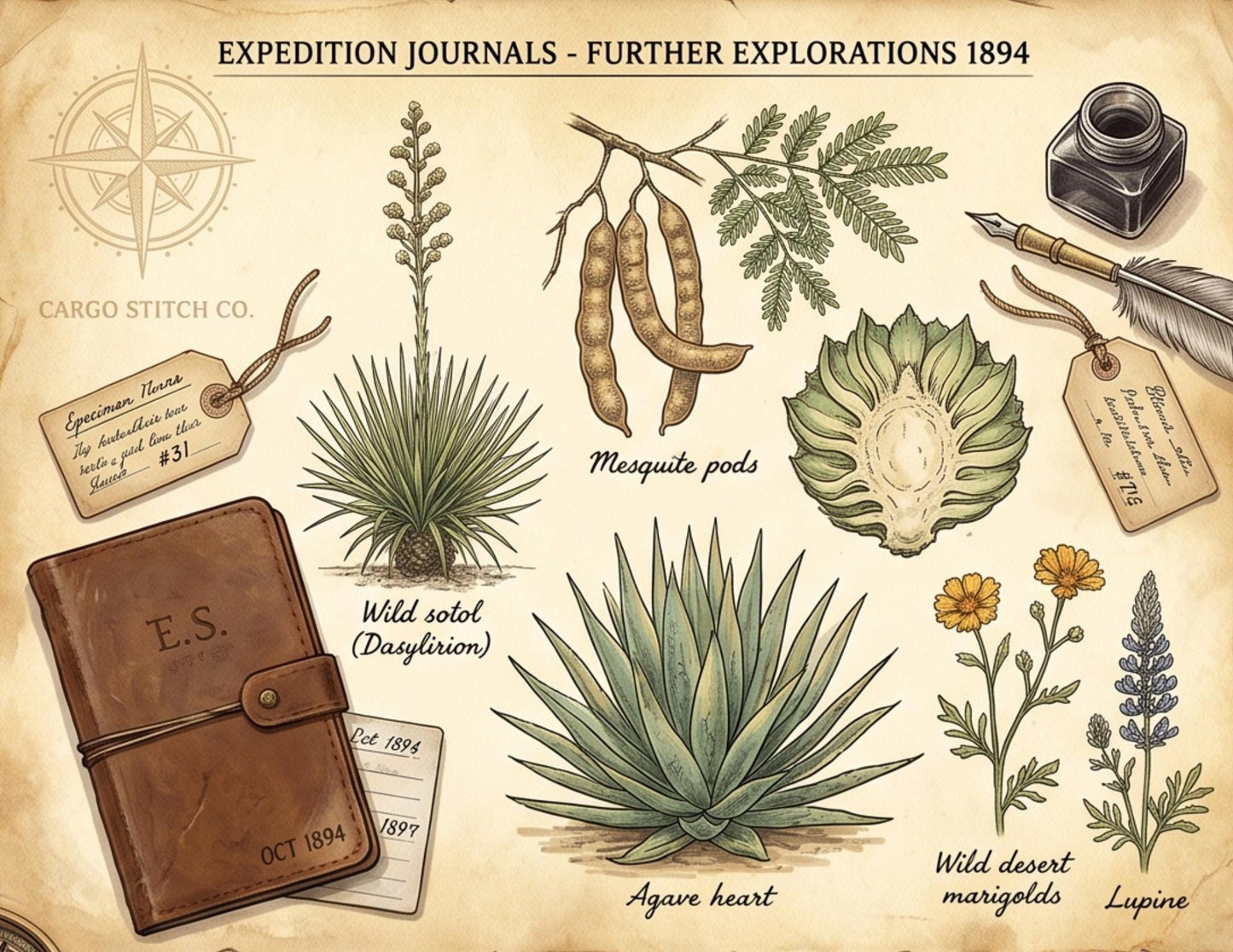 Mexico Expedition Journals Collection | 10 Printable Vintage Explorer Papers | Botanical Maps & Scientific Ephemera | Digital Download