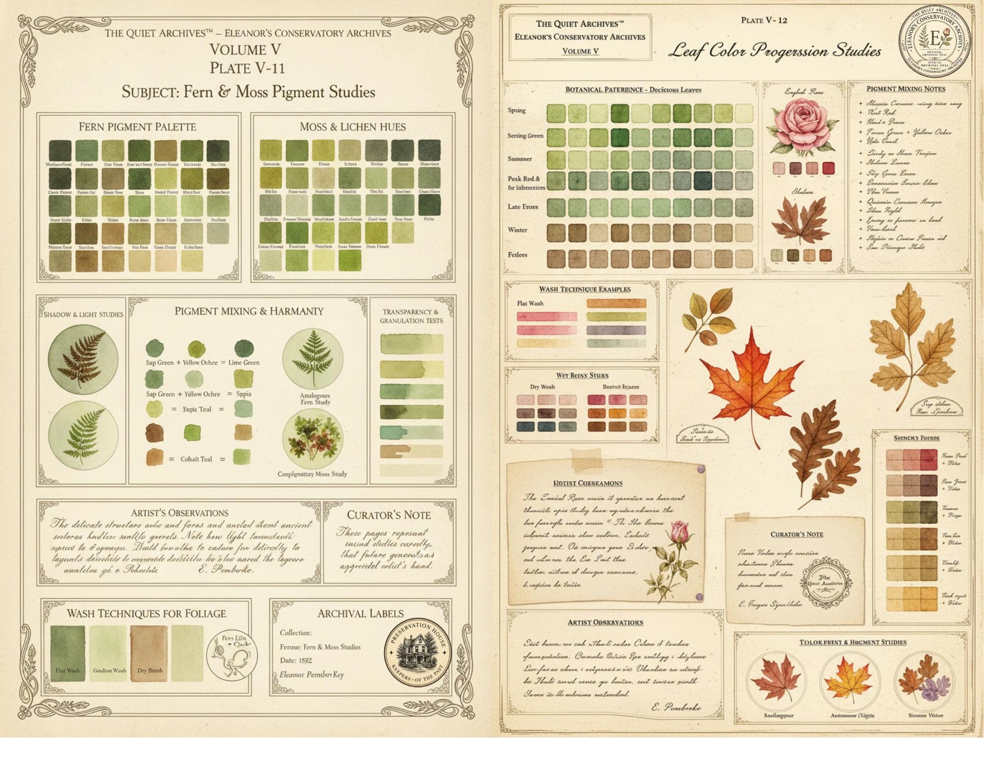 Botanical Color Reference Journal Pages | Volume V | The Quiet Archives™ | Eleanor's Conservatory Archives | Printable Botanical Ephemera