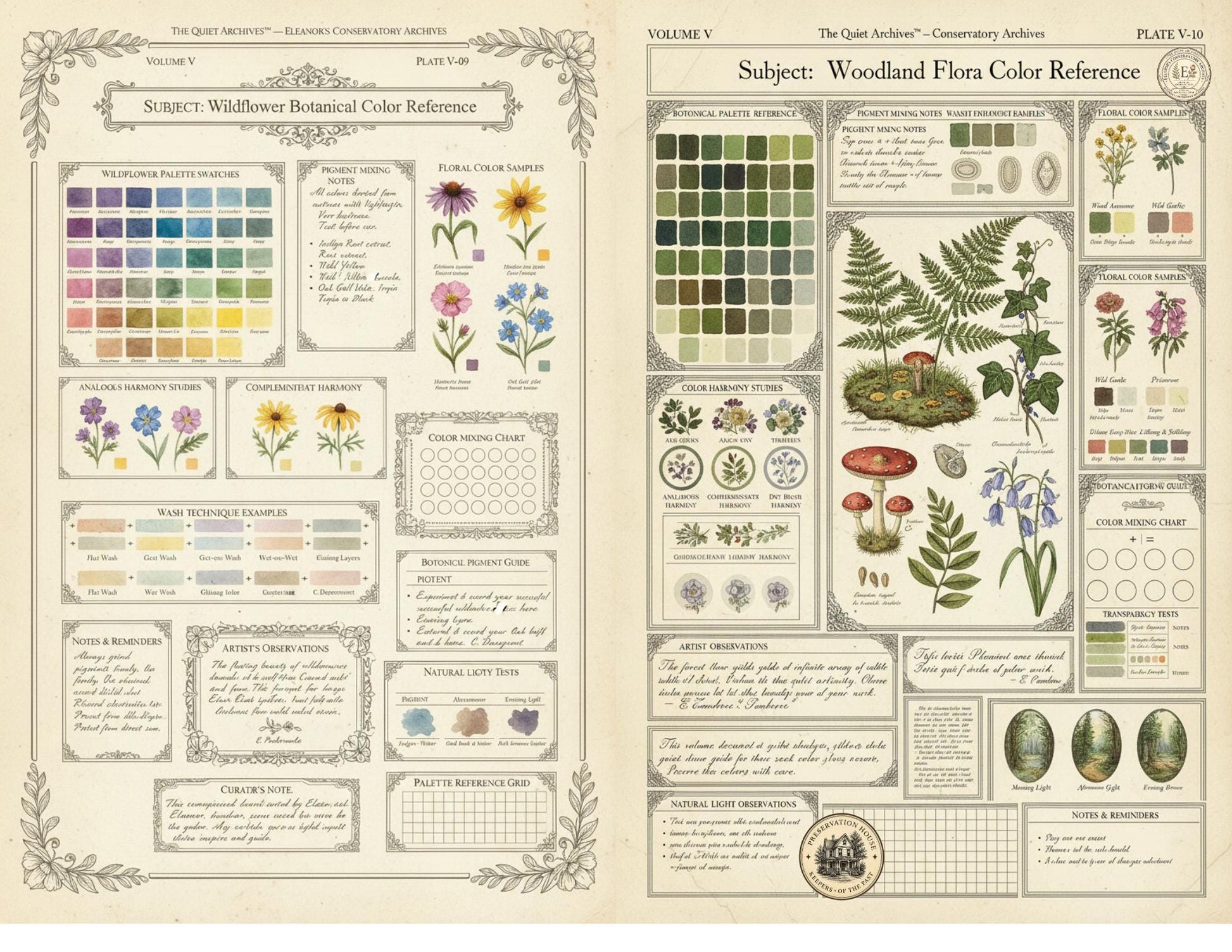 Botanical Color Reference Journal Pages | Volume V | The Quiet Archives™ | Eleanor's Conservatory Archives | Printable Botanical Ephemera