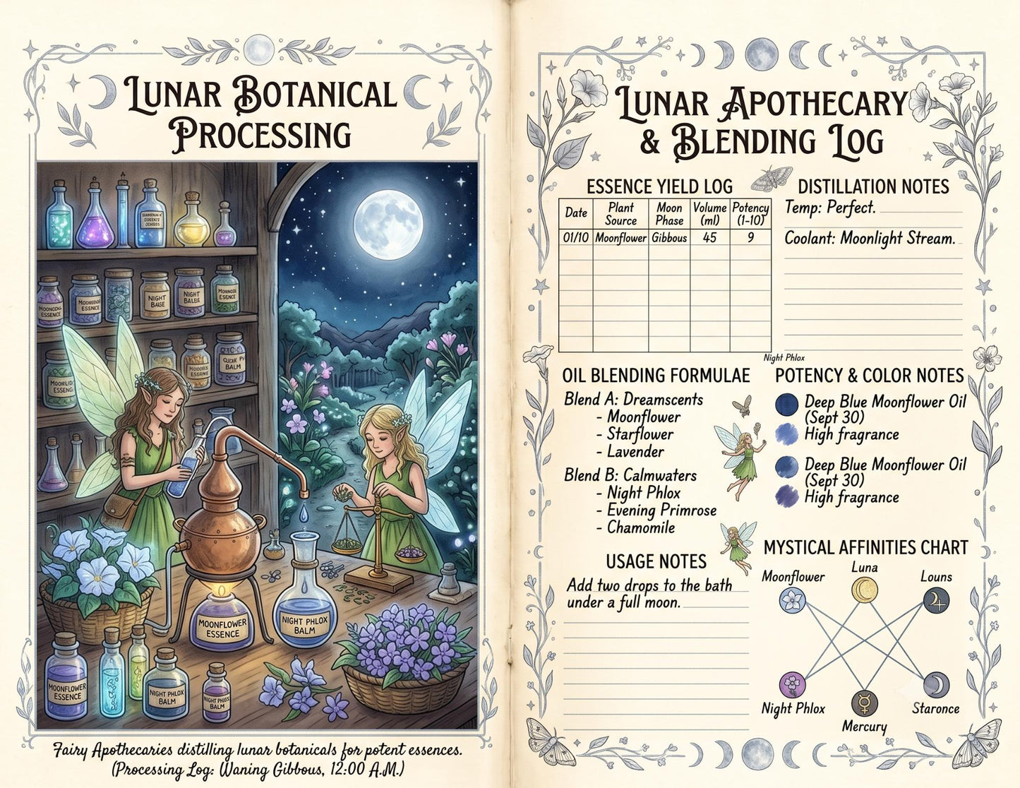Fairy Moon Garden Society Founding Archives | Printable Junk Journal Kit | Botanical Fairy Journal Pages | Fantasy Ephemera PDF
