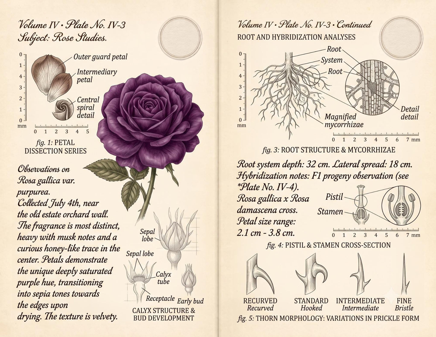 Eleanor's Conservatory Archives™ | Vintage Rose Botanical Studies | Printable Junk Journal Kit | Botanical Field Notes | Digital PDF
