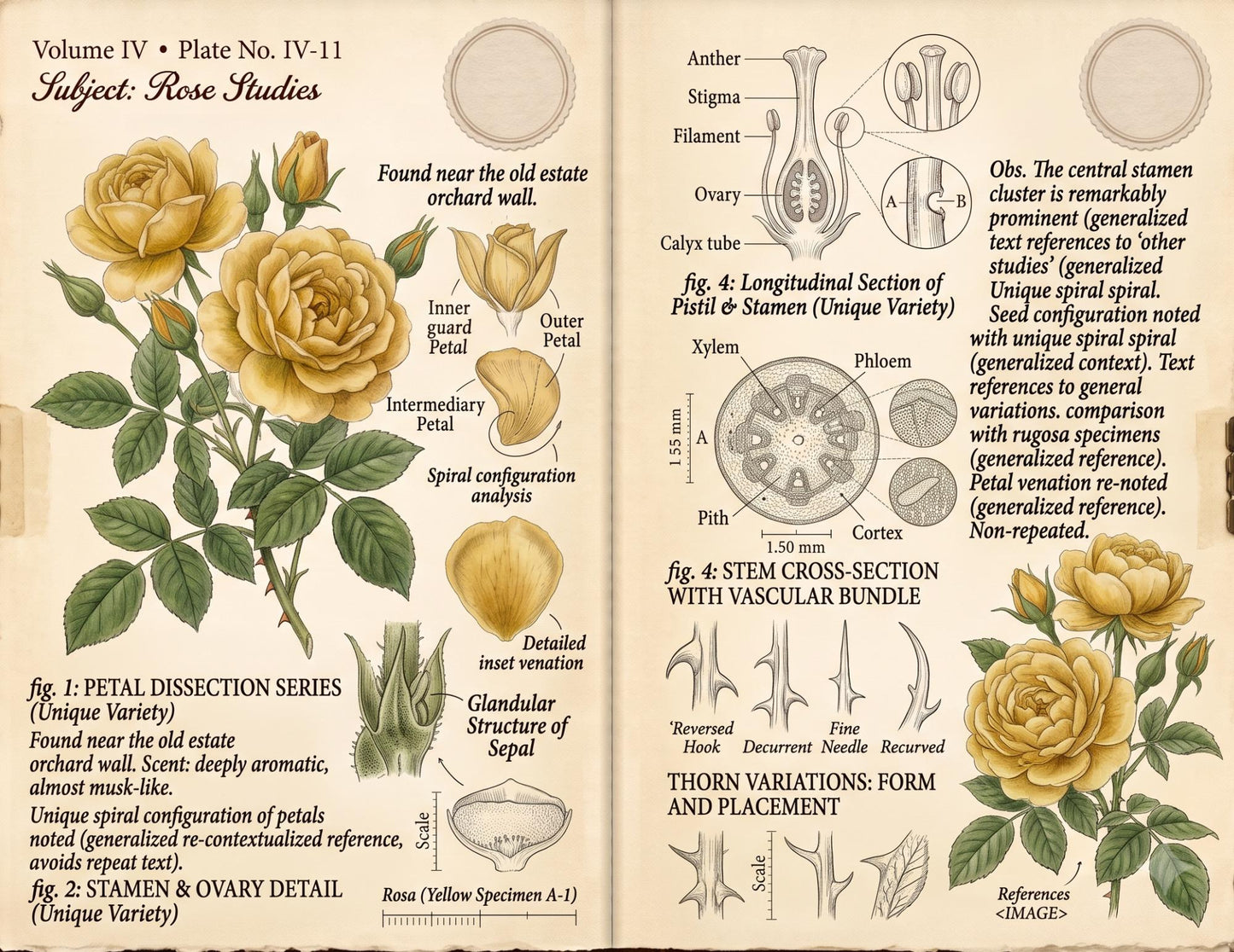 Eleanor's Conservatory Archives™ | Vintage Rose Botanical Studies | Printable Junk Journal Kit | Botanical Field Notes | Digital PDF