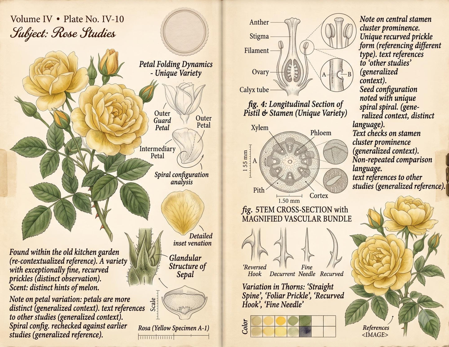 Eleanor's Conservatory Archives™ | Vintage Rose Botanical Studies | Printable Junk Journal Kit | Botanical Field Notes | Digital PDF