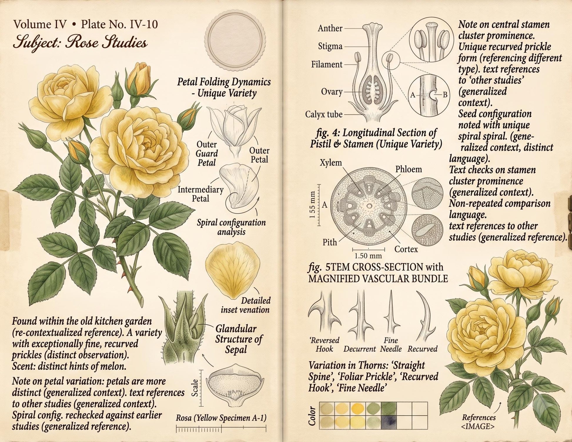 Eleanor's Conservatory Archives™ | Vintage Rose Botanical Studies | Printable Junk Journal Kit | Botanical Field Notes | Digital PDF