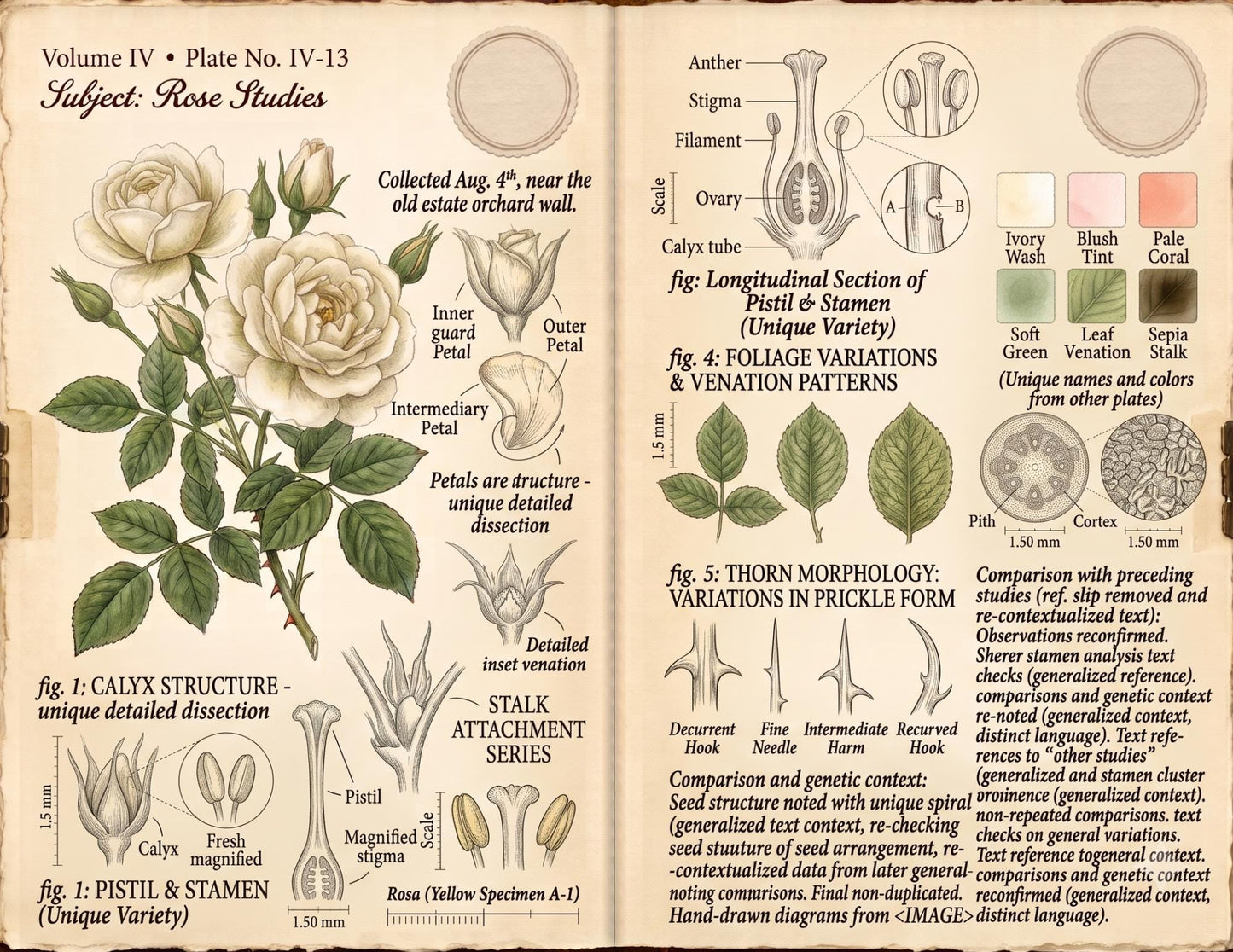 Eleanor's Conservatory Archives™ | Vintage Rose Botanical Studies | Printable Junk Journal Kit | Botanical Field Notes | Digital PDF