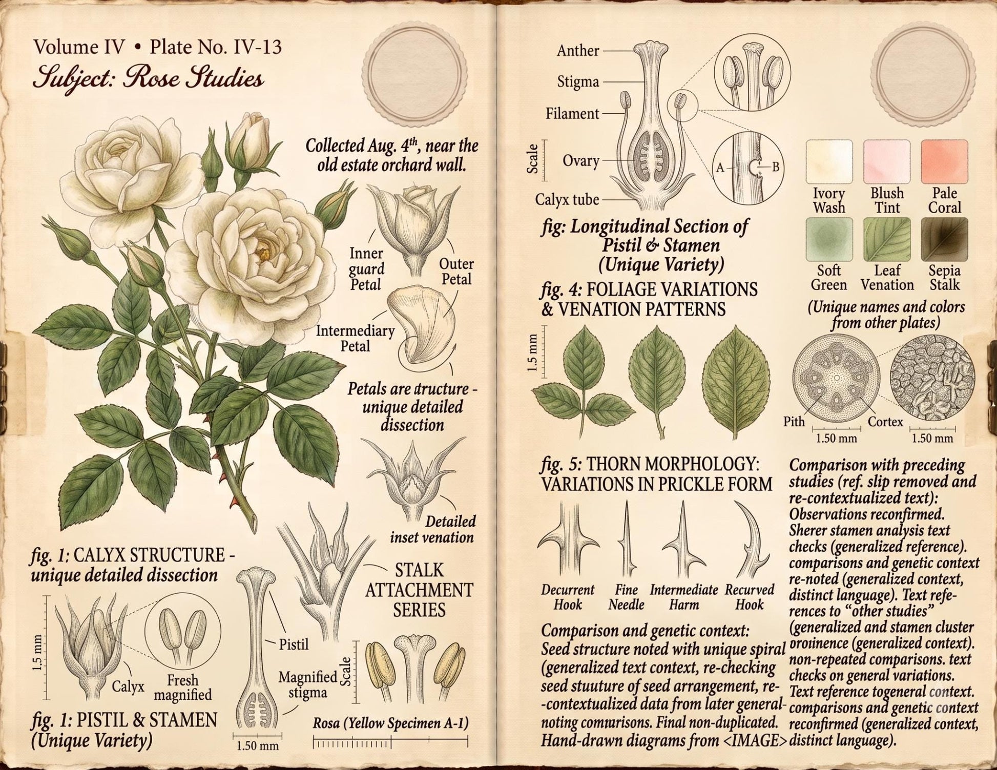 Eleanor's Conservatory Archives™ | Vintage Rose Botanical Studies | Printable Junk Journal Kit | Botanical Field Notes | Digital PDF