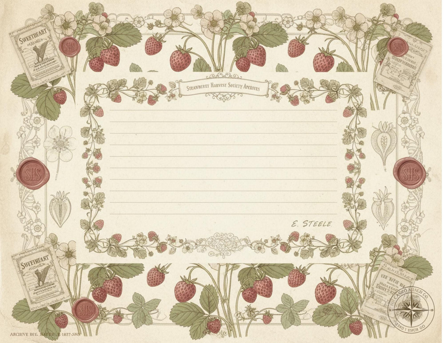 Vintage Strawberry Botanical Journal Pages | Printable Junk Journal Kit | Victorian Strawberry Ephemera | Botanical Stationery | Digital PDF