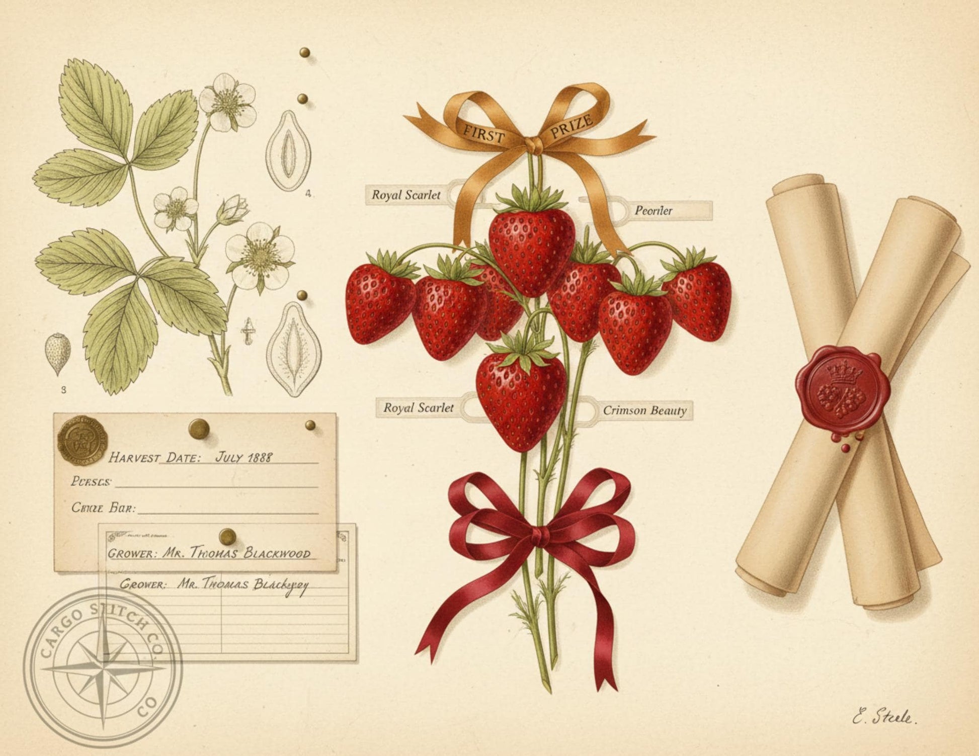 Vintage Strawberry Botanical Journal Pages | Printable Junk Journal Kit | Victorian Strawberry Ephemera | Botanical Stationery | Digital PDF