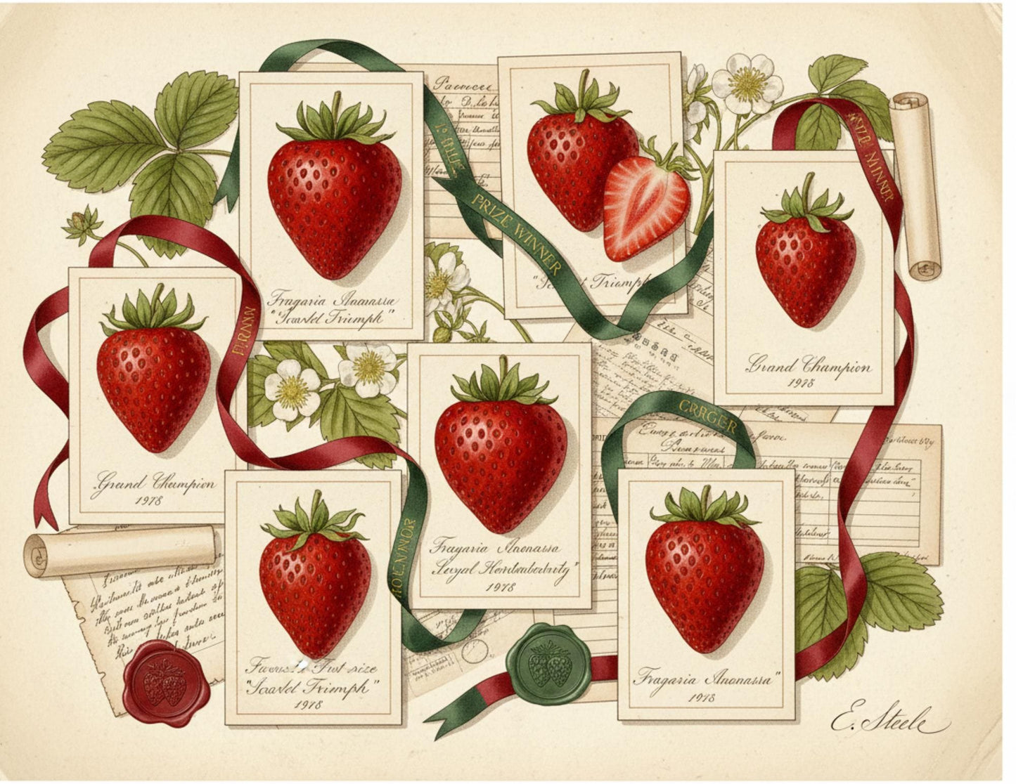 Vintage Strawberry Botanical Journal Pages | Printable Junk Journal Kit | Victorian Strawberry Ephemera | Botanical Stationery | Digital PDF