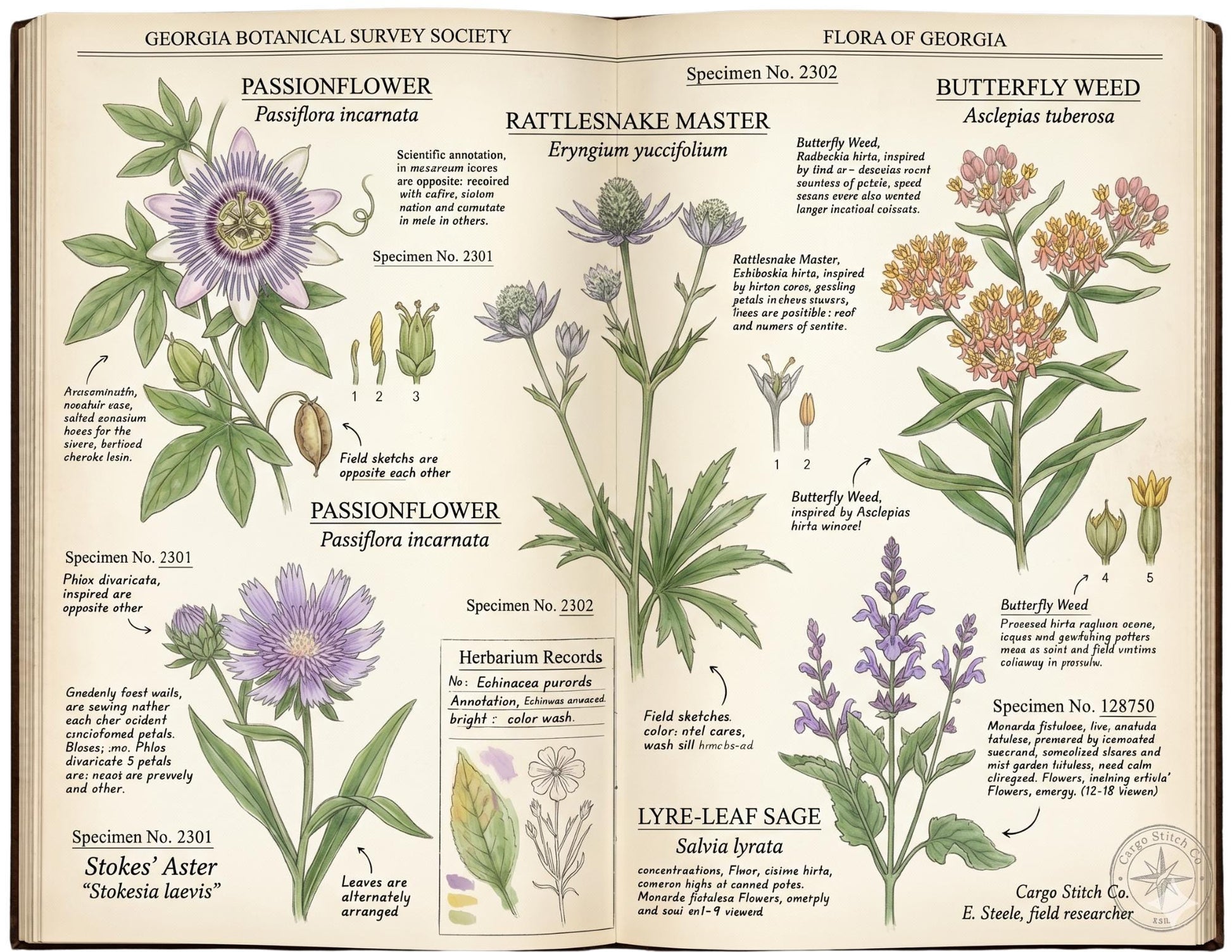 Georgia Botanical Survey Society | Native Flora, Birds & Pollinators | Botanical Journal Pages | Printable Junk Journal Kit | 19 Page PDF