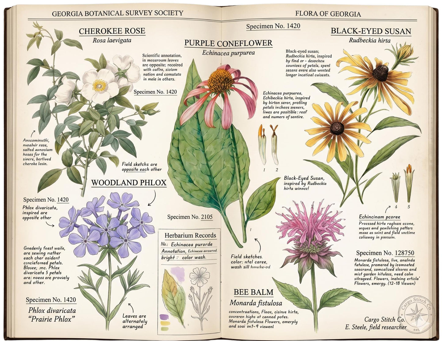 Georgia Botanical Survey Society | Native Flora, Birds & Pollinators | Botanical Journal Pages | Printable Junk Journal Kit | 19 Page PDF