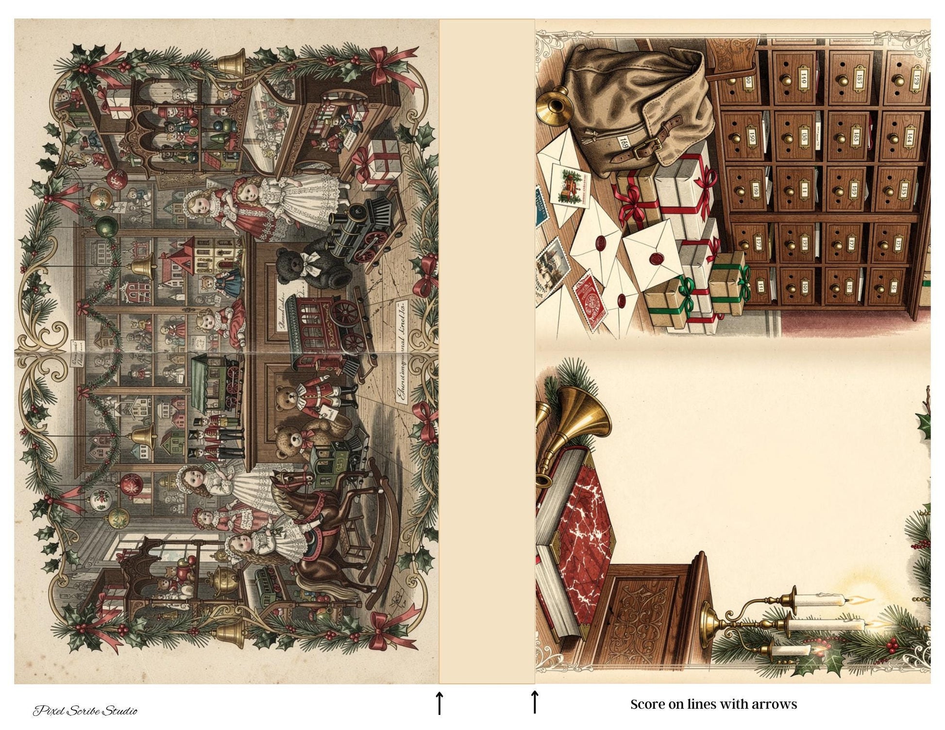Victorian Christmas Accordion File Folder | 18 Printable Pages | Mix & Match Junk Journal Kit | Holiday Ephemera | Vintage Christmas Prints