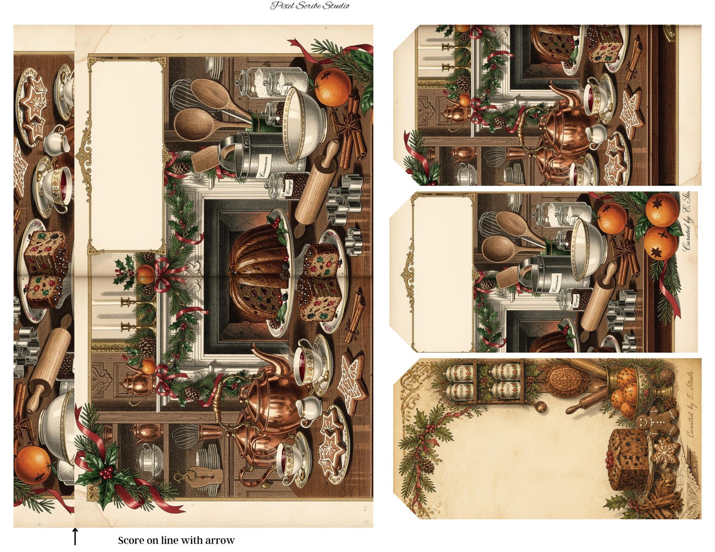 Victorian Christmas Accordion File Folder | 18 Printable Pages | Mix & Match Junk Journal Kit | Holiday Ephemera | Vintage Christmas Prints