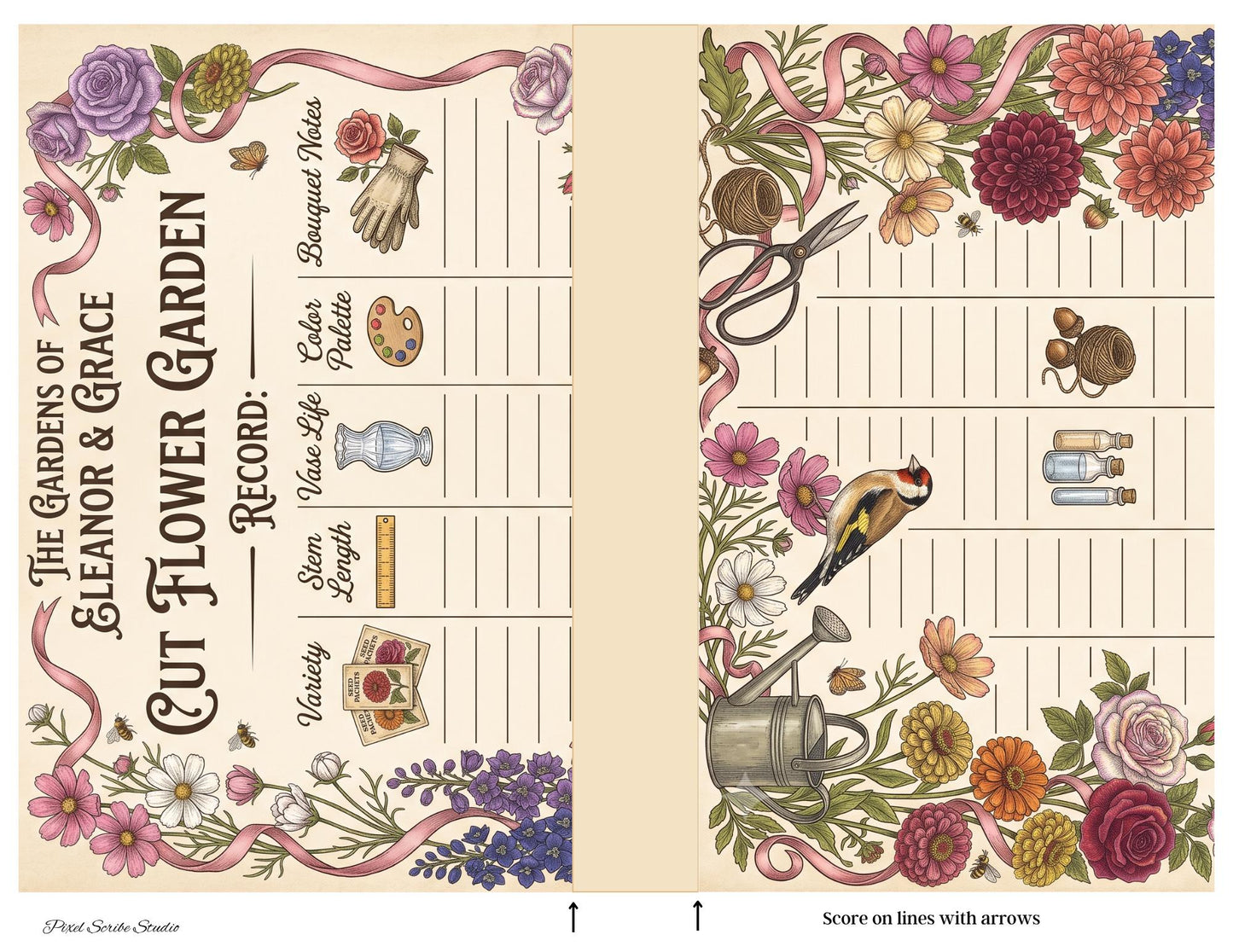 Eleanor & Grace Accordion File Folder | Garden Journal Printable | 18 Page Digital Kit | Junk Journal | Instant Download