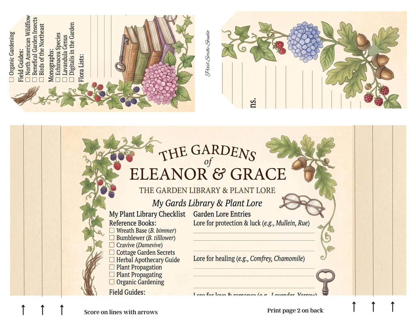 Eleanor & Grace Accordion File Folder | Garden Journal Printable | 18 Page Digital Kit | Junk Journal | Instant Download