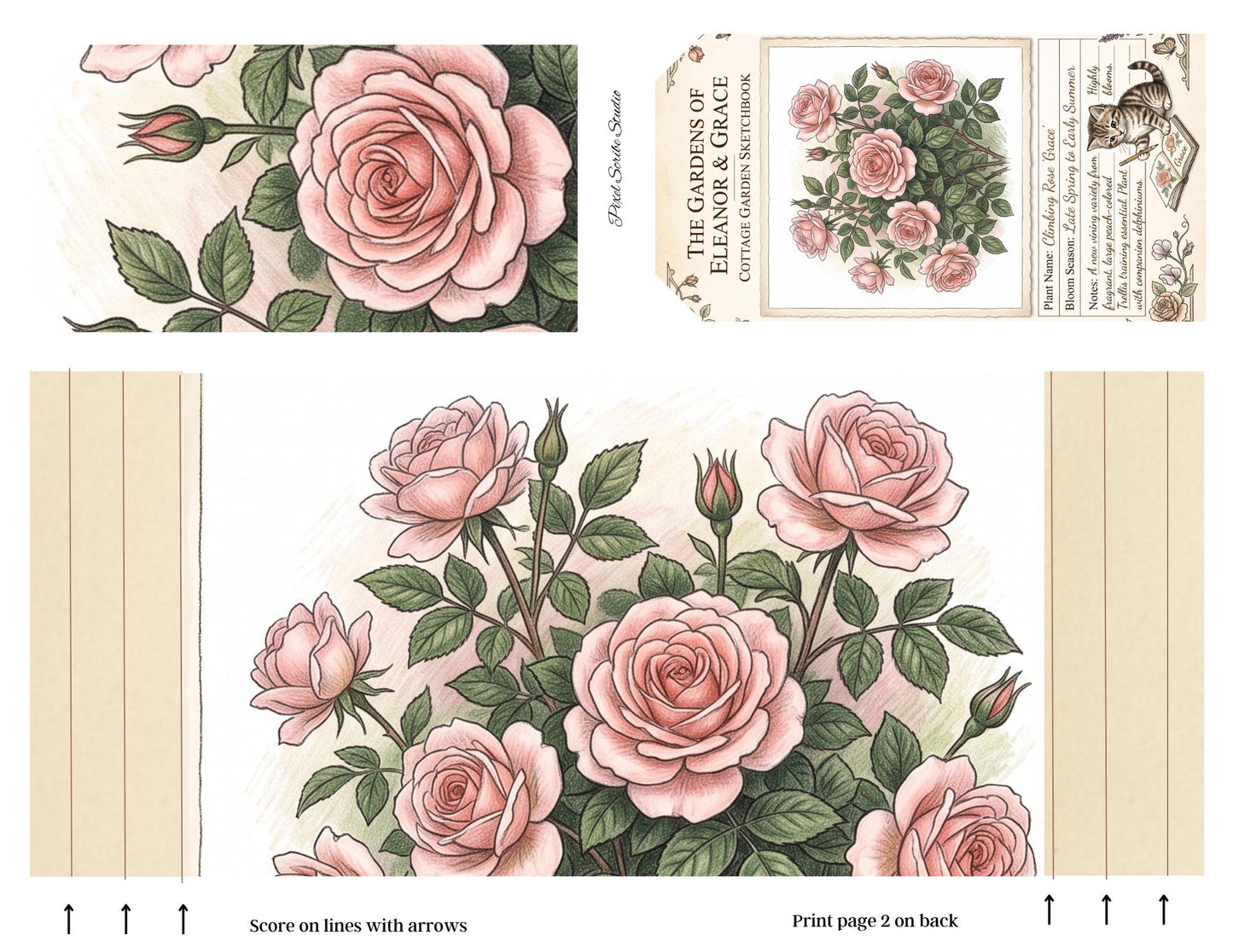 Eleanor & Grace Accordion File Folder | Garden Journal Printable | 18 Page Digital Kit | Junk Journal | Instant Download
