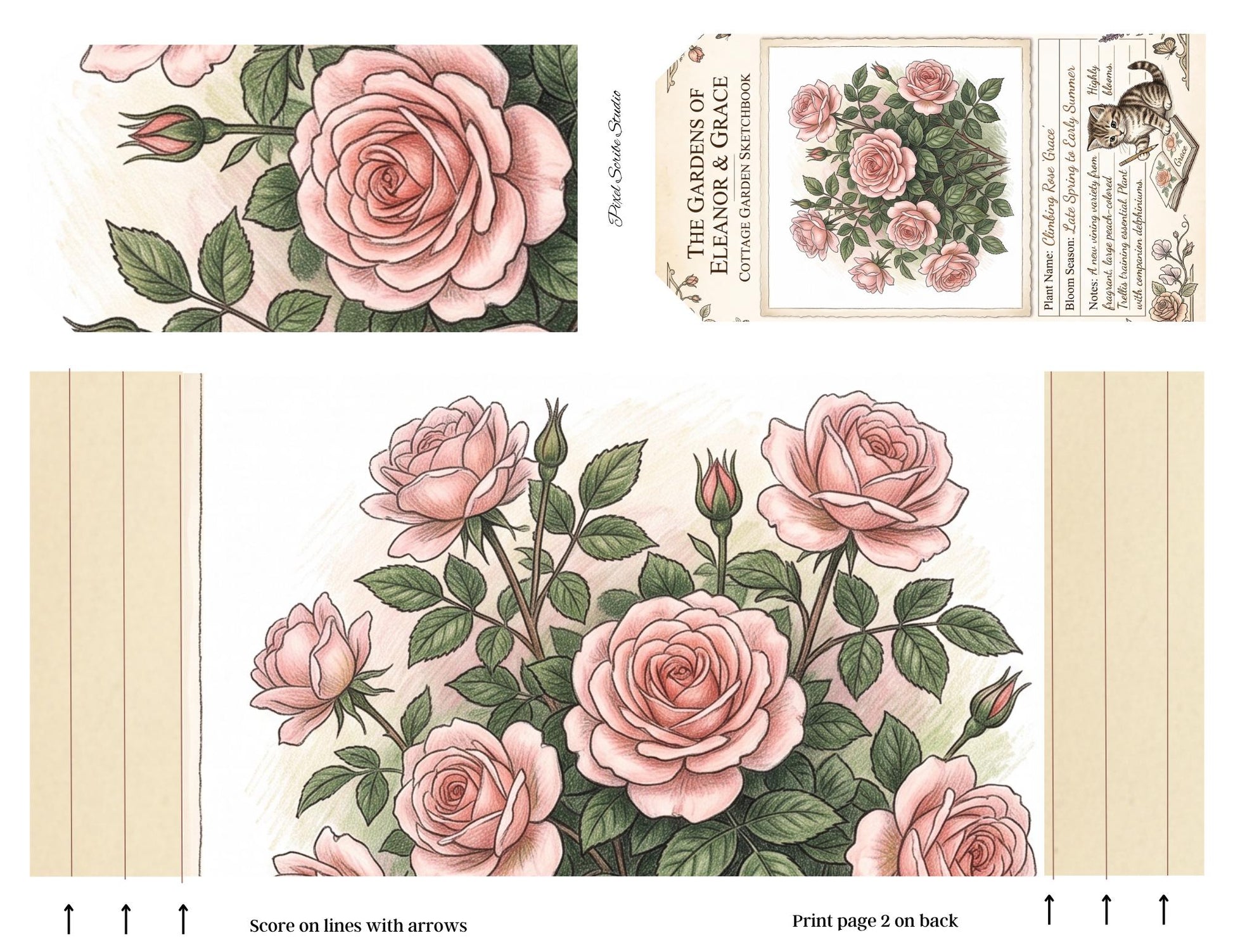 Eleanor & Grace Accordion File Folder | Garden Journal Printable | 18 Page Digital Kit | Junk Journal | Instant Download
