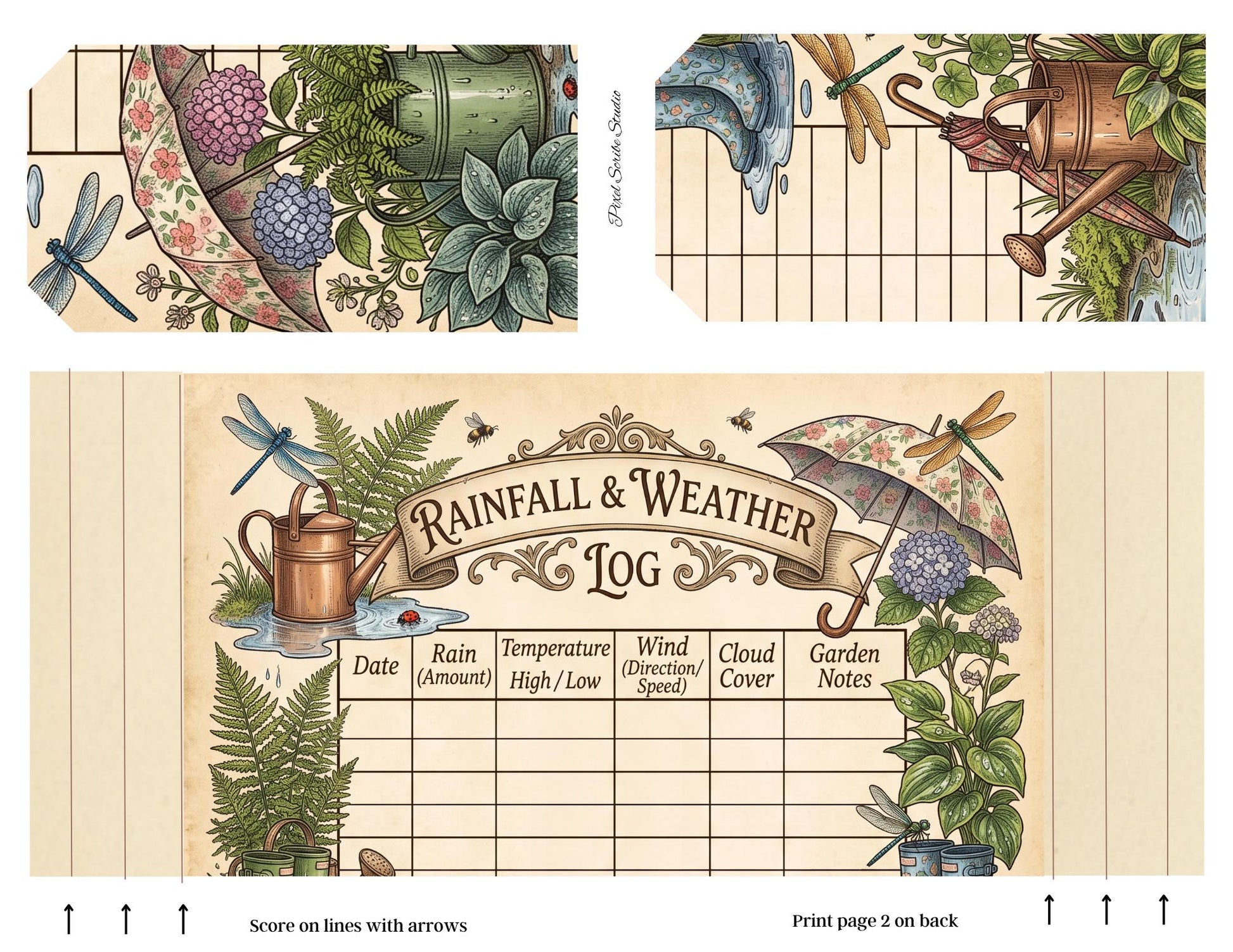 Eleanor & Grace Accordion File Folder | Garden Journal Printable | 18 Page Digital Kit | Junk Journal | Instant Download