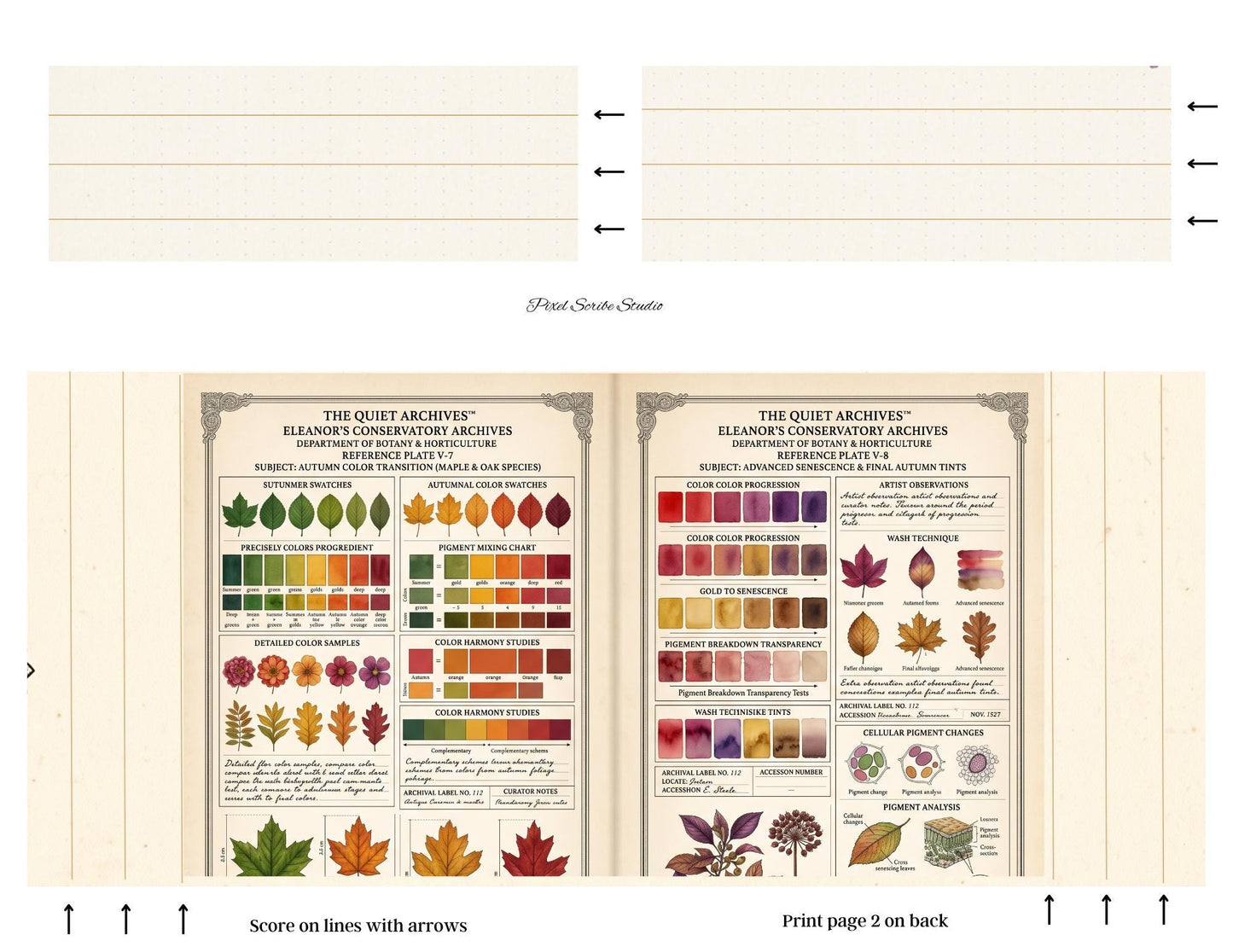 Botanical Reference Library Accordion File Folder Printable | Vintage Plant Study | Junk Journal Kit | Instant Download