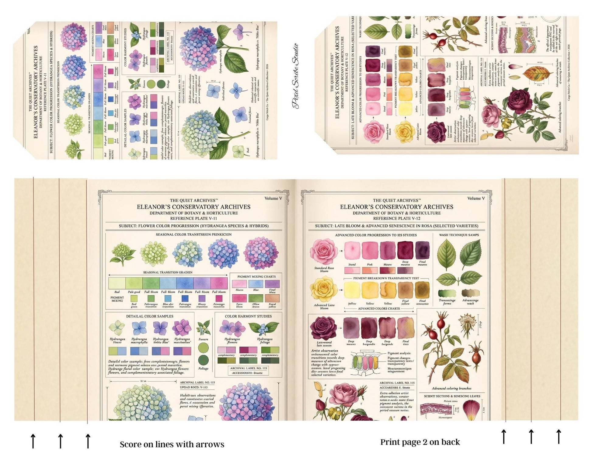 Botanical Reference Library Accordion File Folder Printable | Vintage Plant Study | Junk Journal Kit | Instant Download