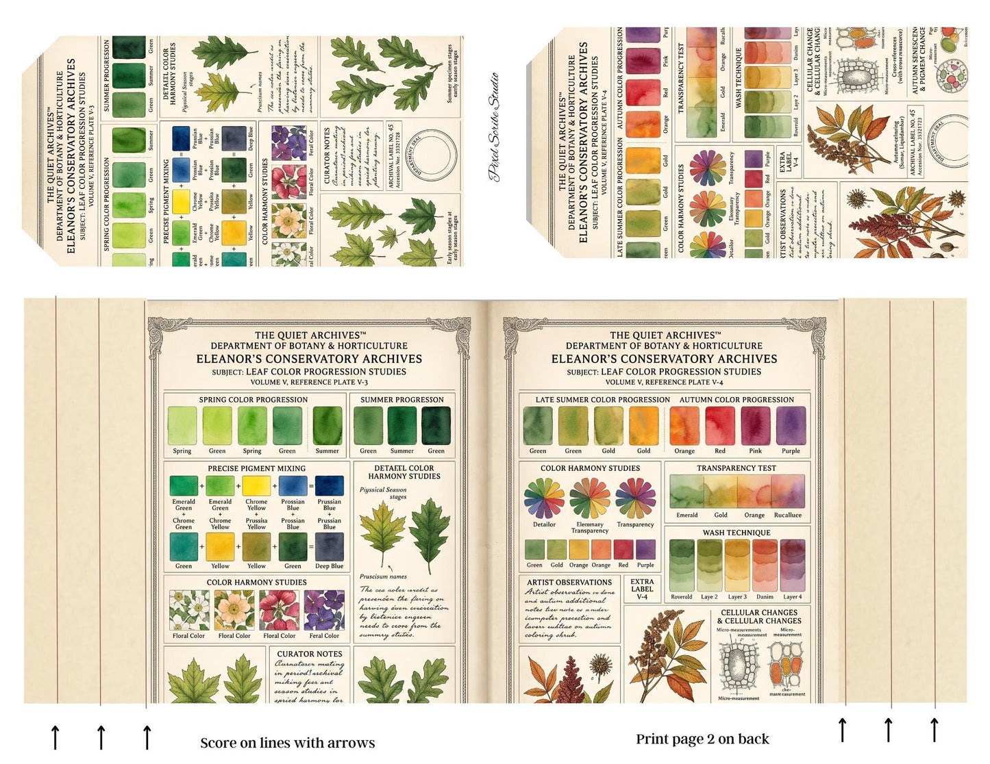 Botanical Reference Library Accordion File Folder Printable | Vintage Plant Study | Junk Journal Kit | Instant Download
